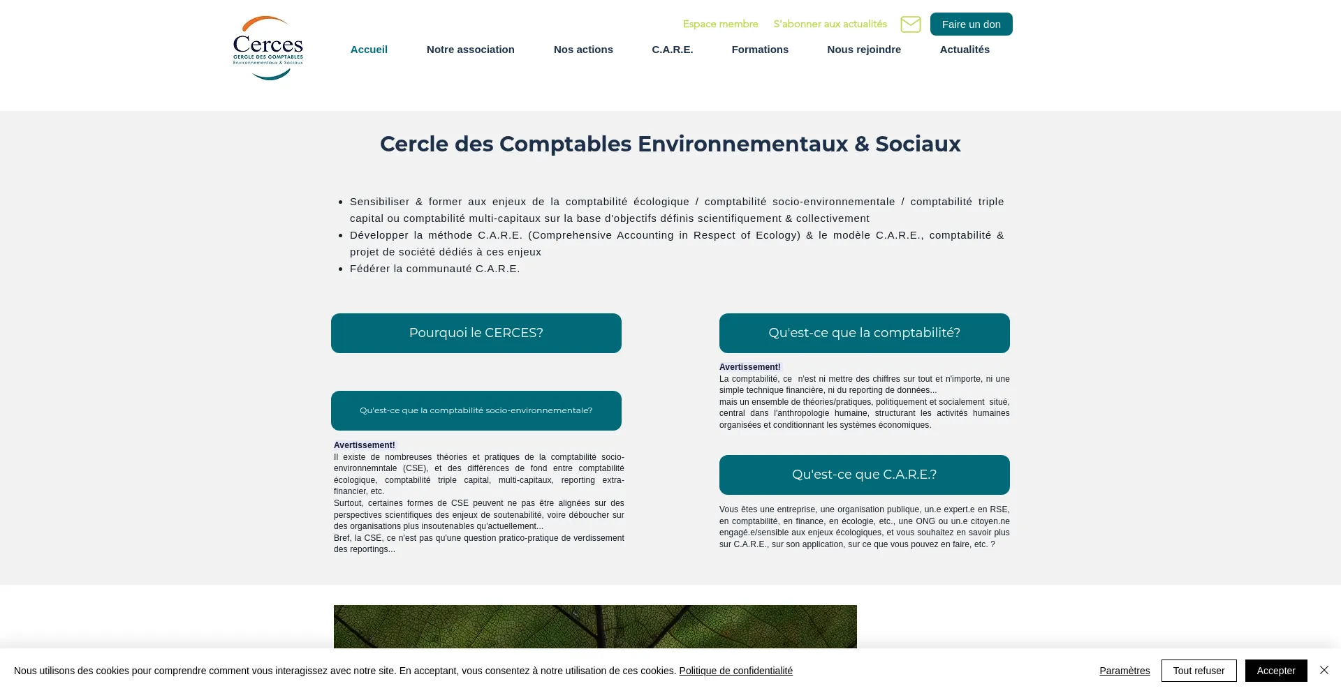Website screenshot of Cerces.org