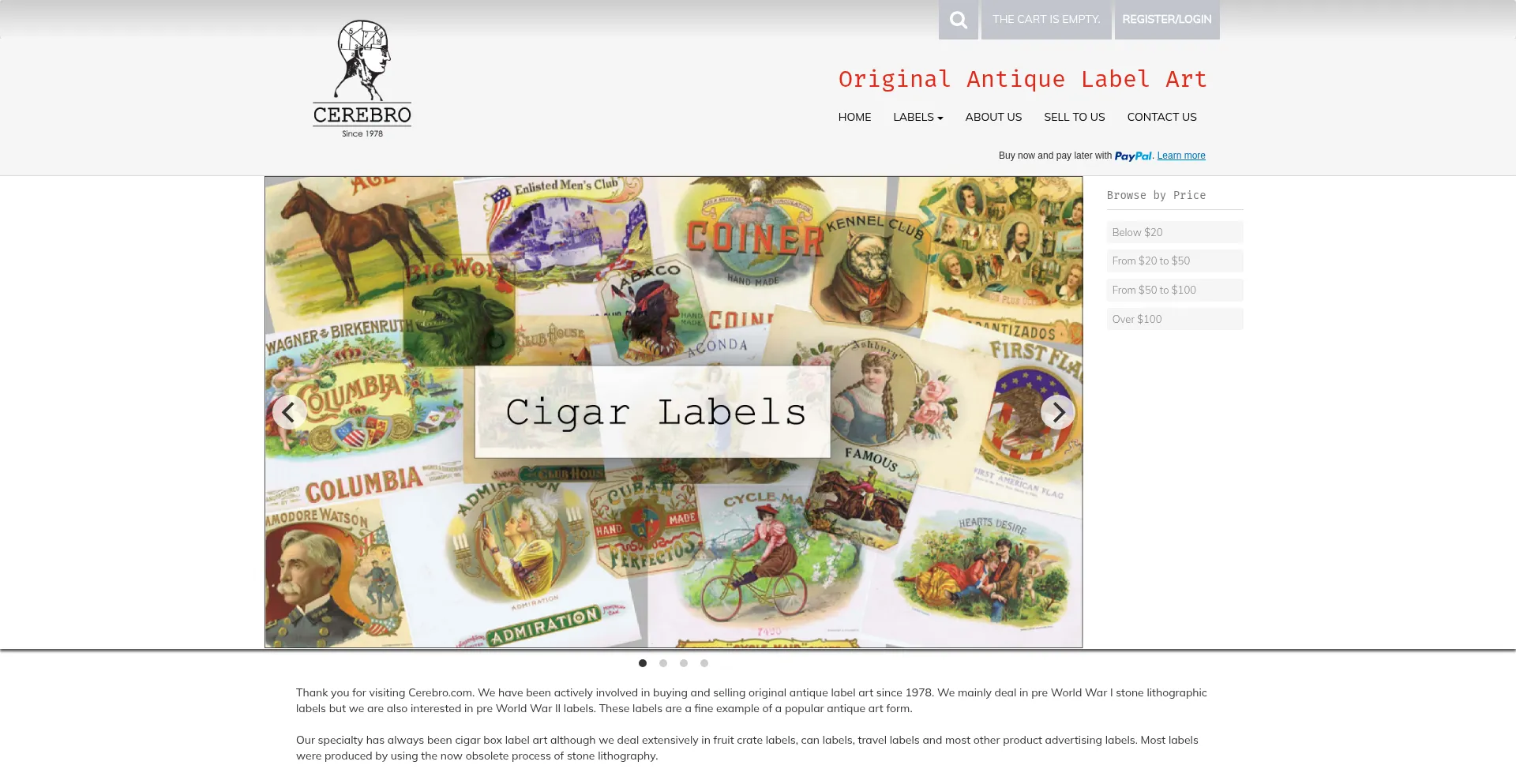 Website screenshot of Cerebro.com