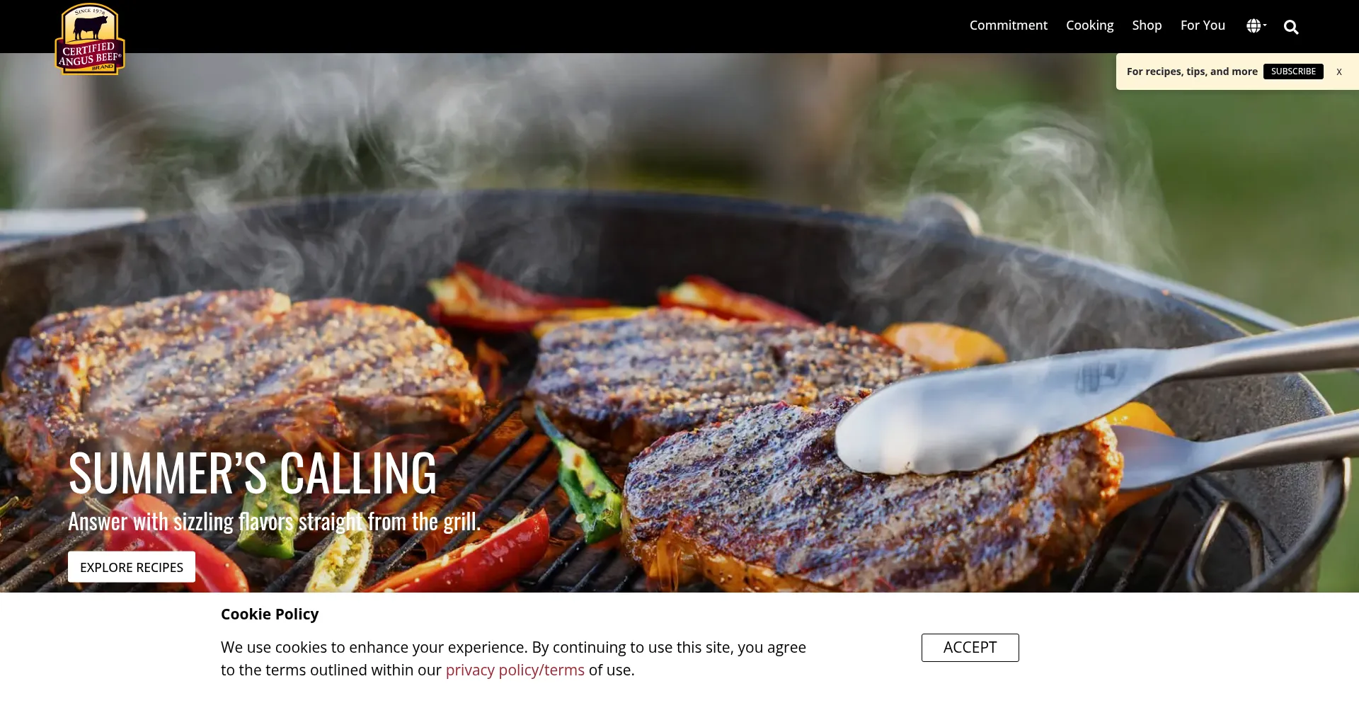 Website screenshot of Certifiedangusbeef.com