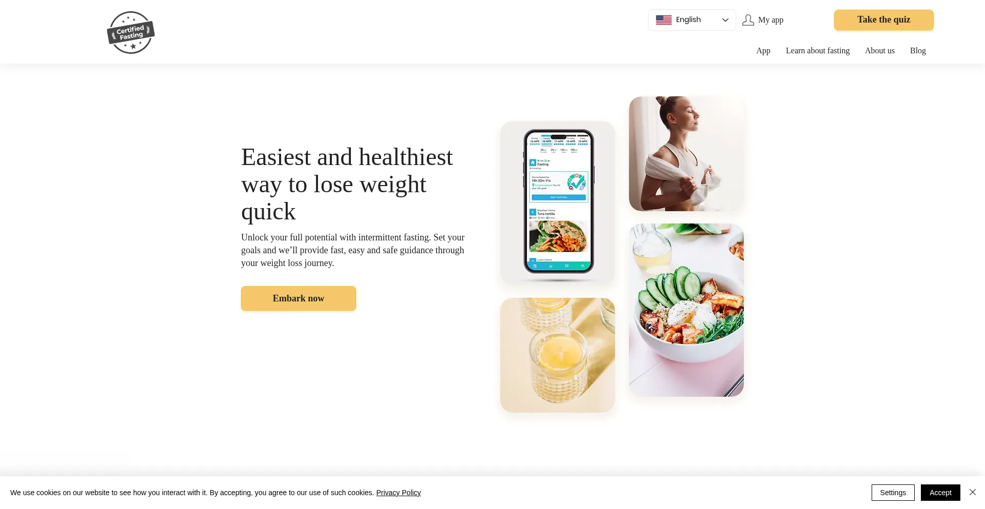 Website screenshot of Certifiedfasting.com