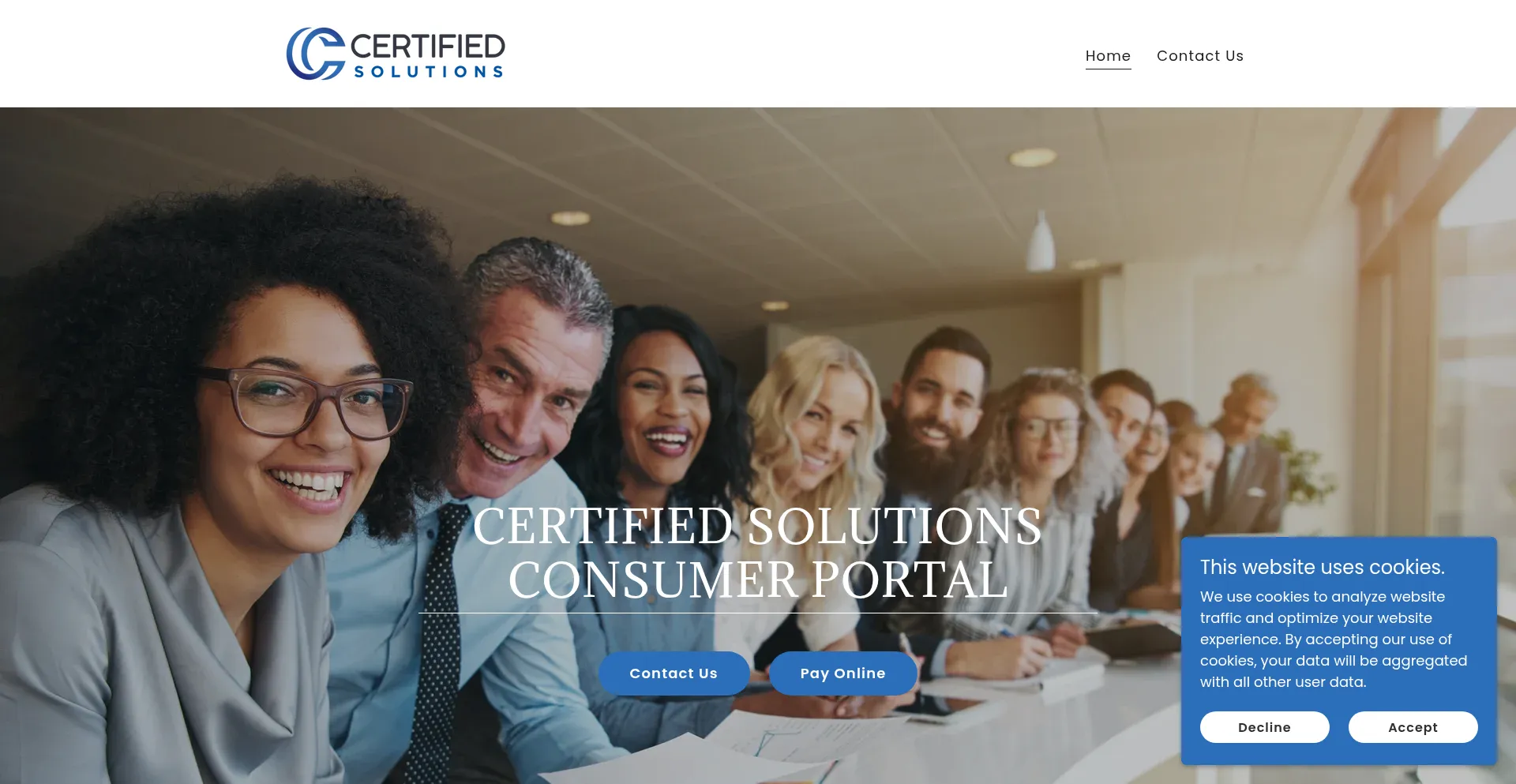 Website screenshot of Certifiedsolutions4u.com
