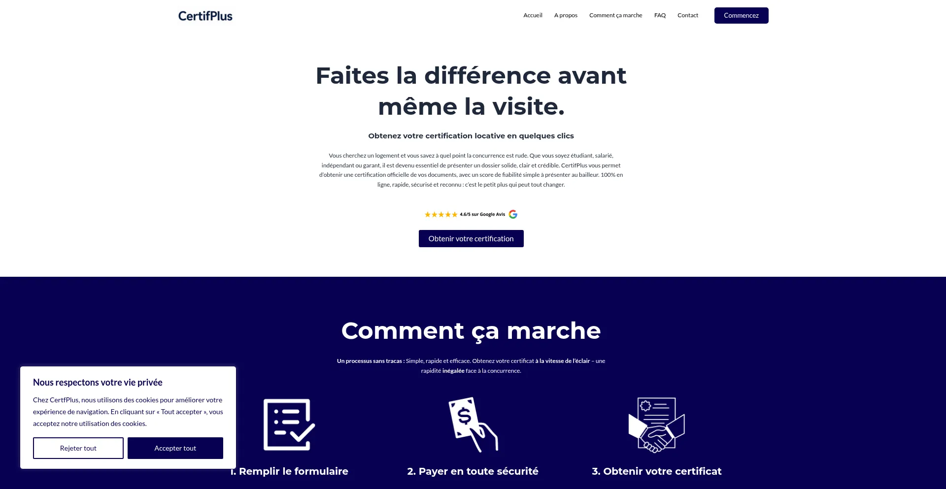 Website screenshot of Certifplus.fr