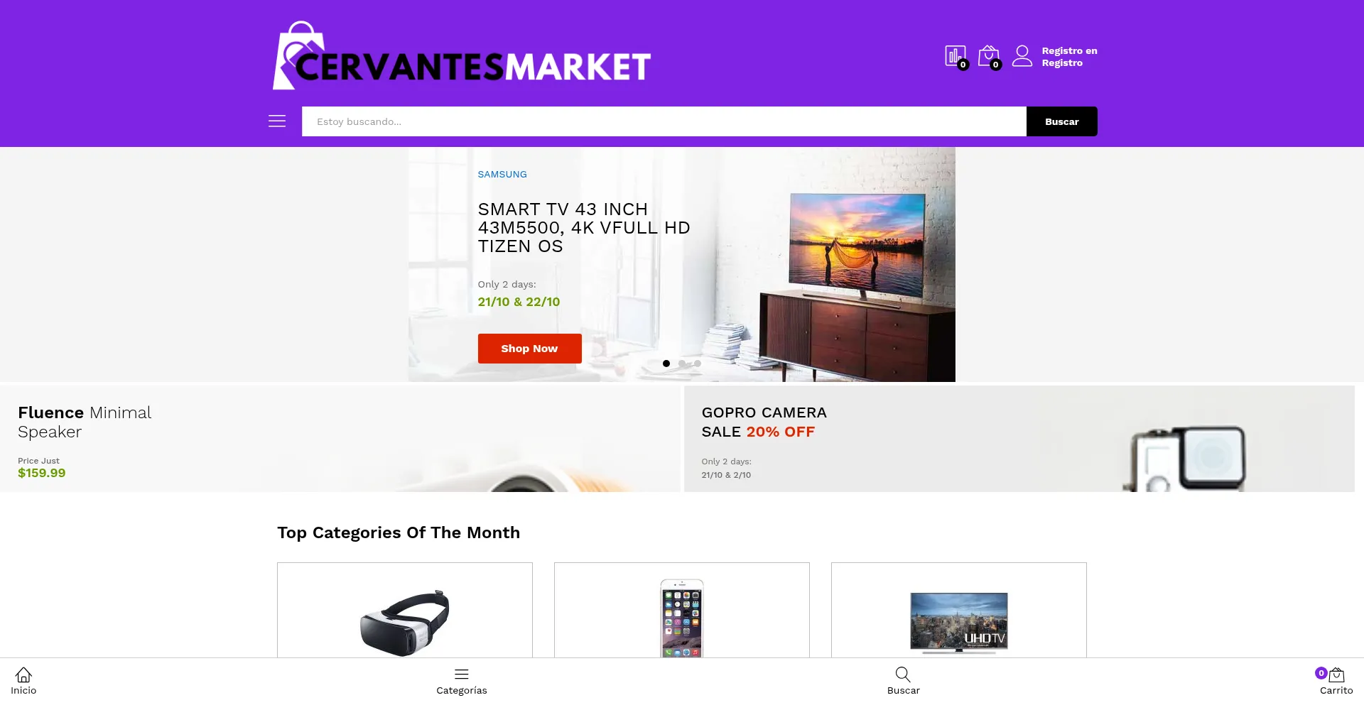 Website screenshot of Cervantesmarket.es
