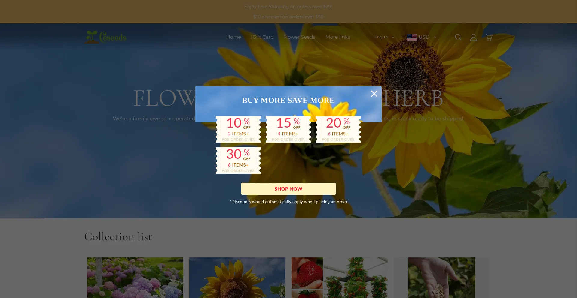 Website screenshot of Ceseeds.com