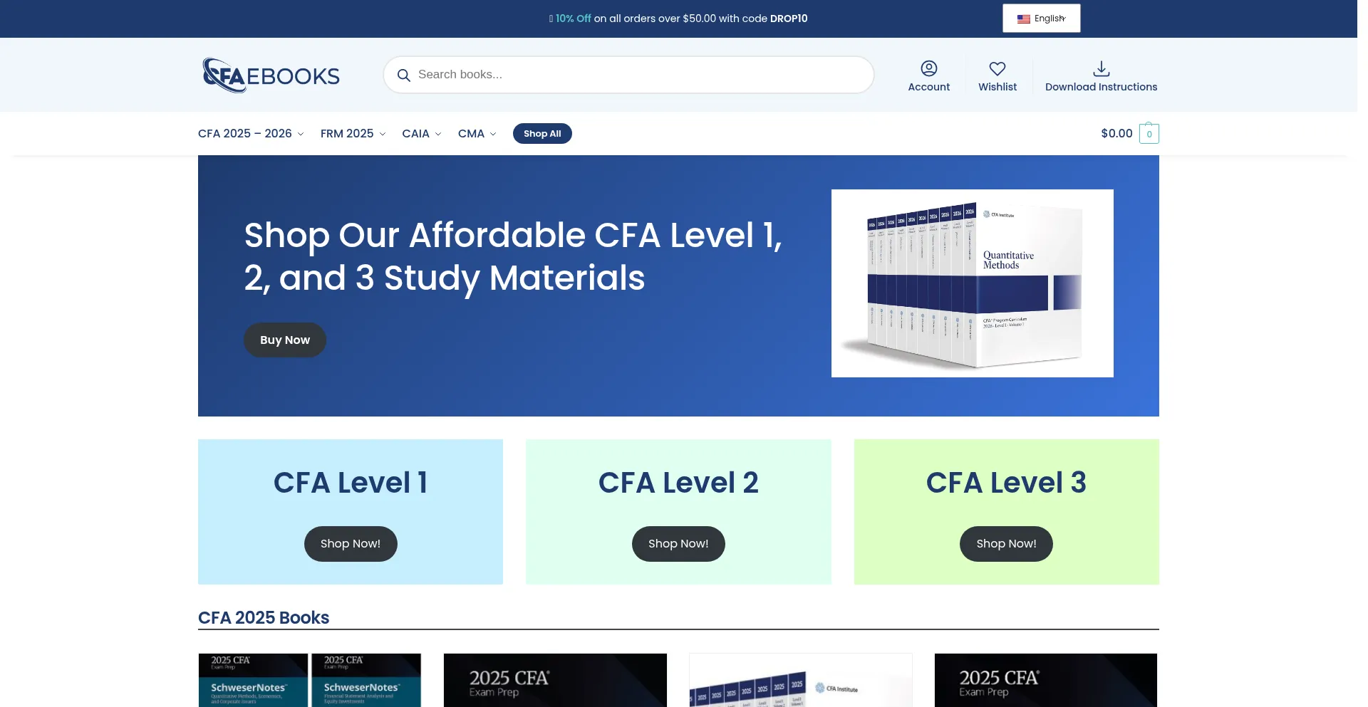Website screenshot of Cfaebooks.com