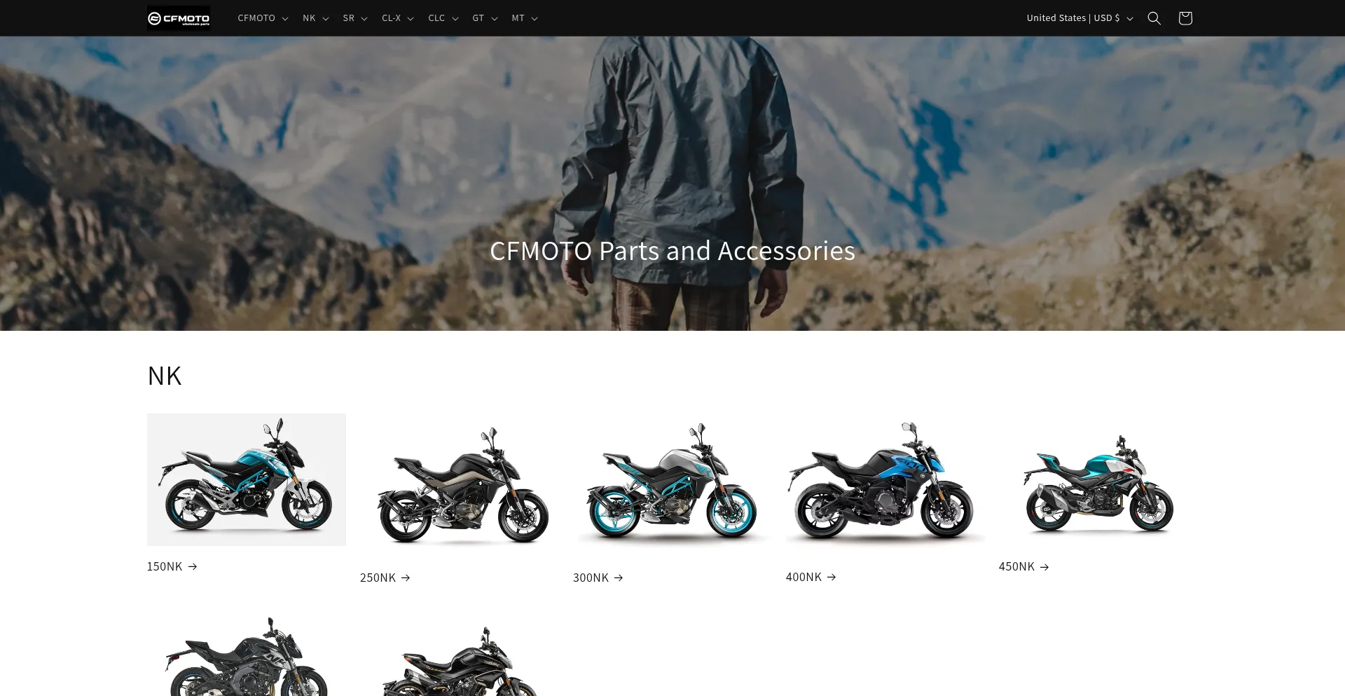 Website screenshot of Cfmotowholesale.com