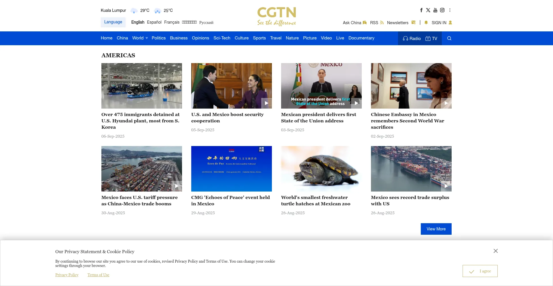Website screenshot of Cgtnamerica.com
