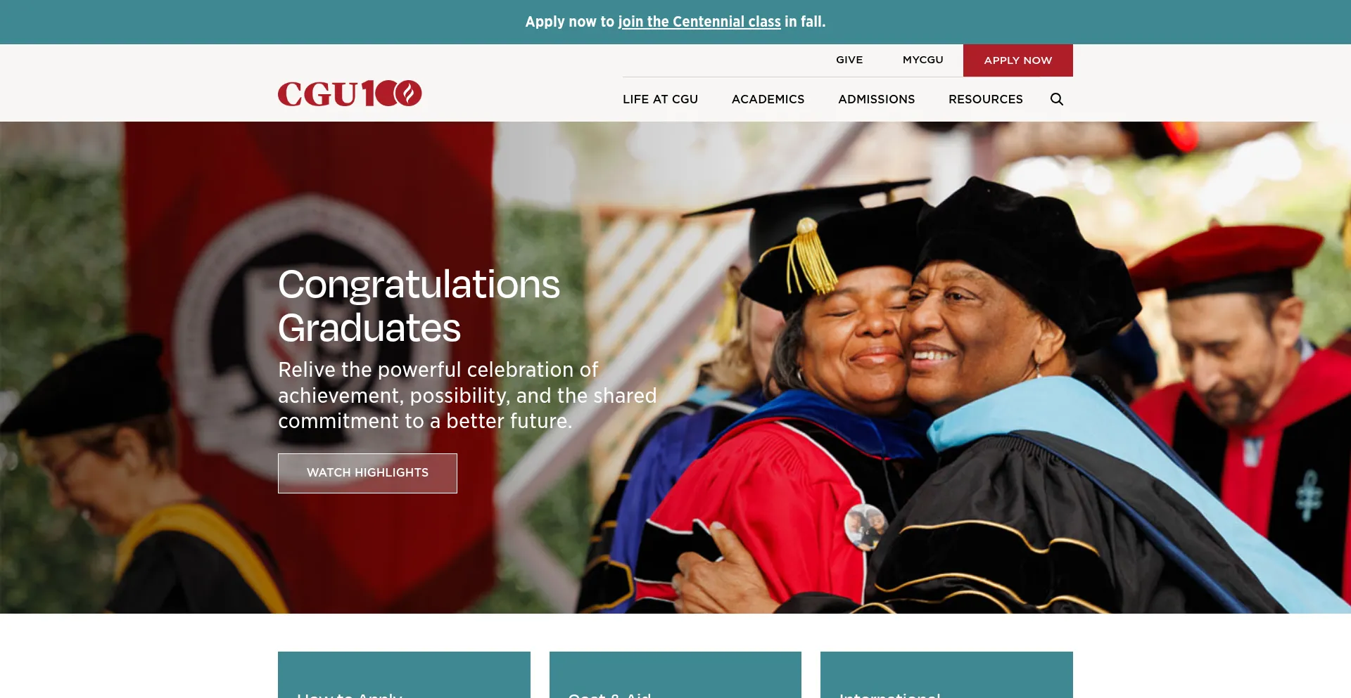 Website screenshot of Cgu.edu