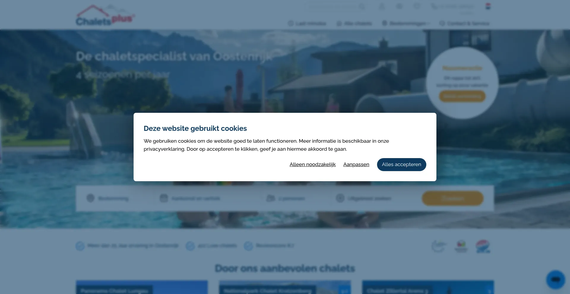 Website screenshot of Chaletsplus.com