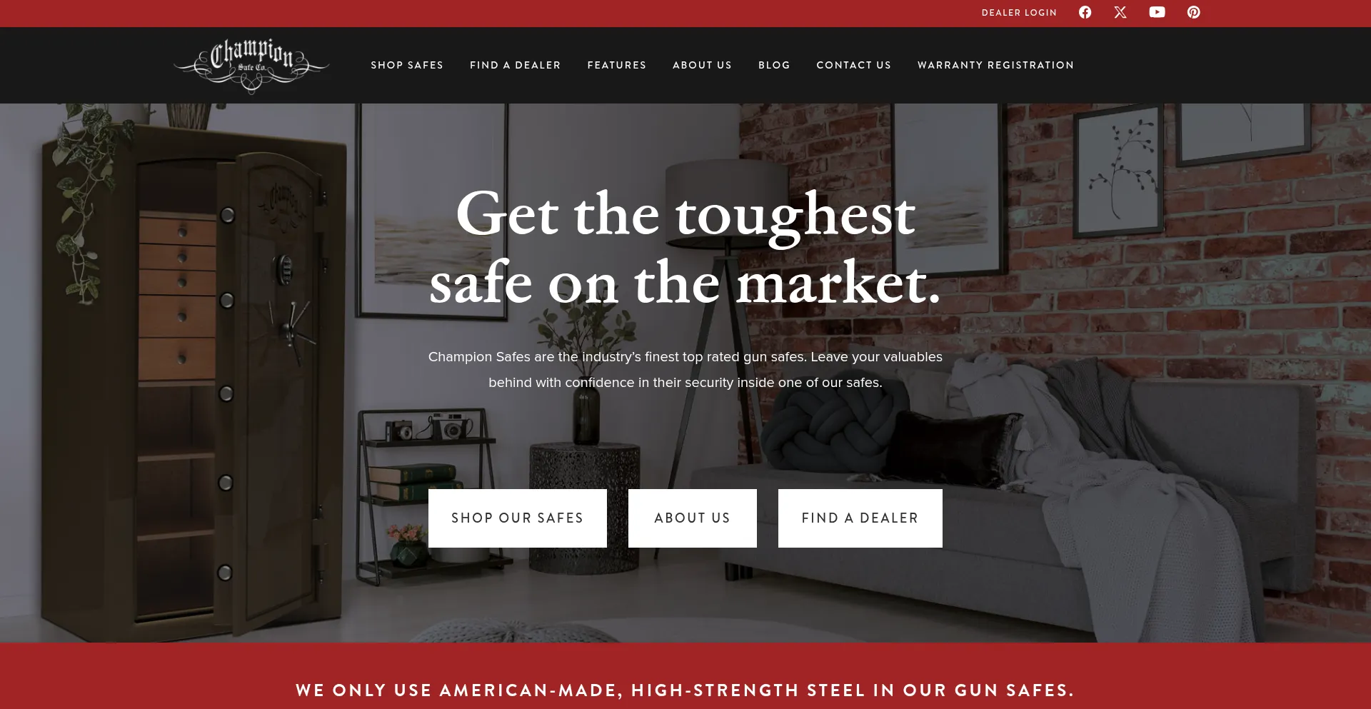 Website screenshot of Championsafe.com