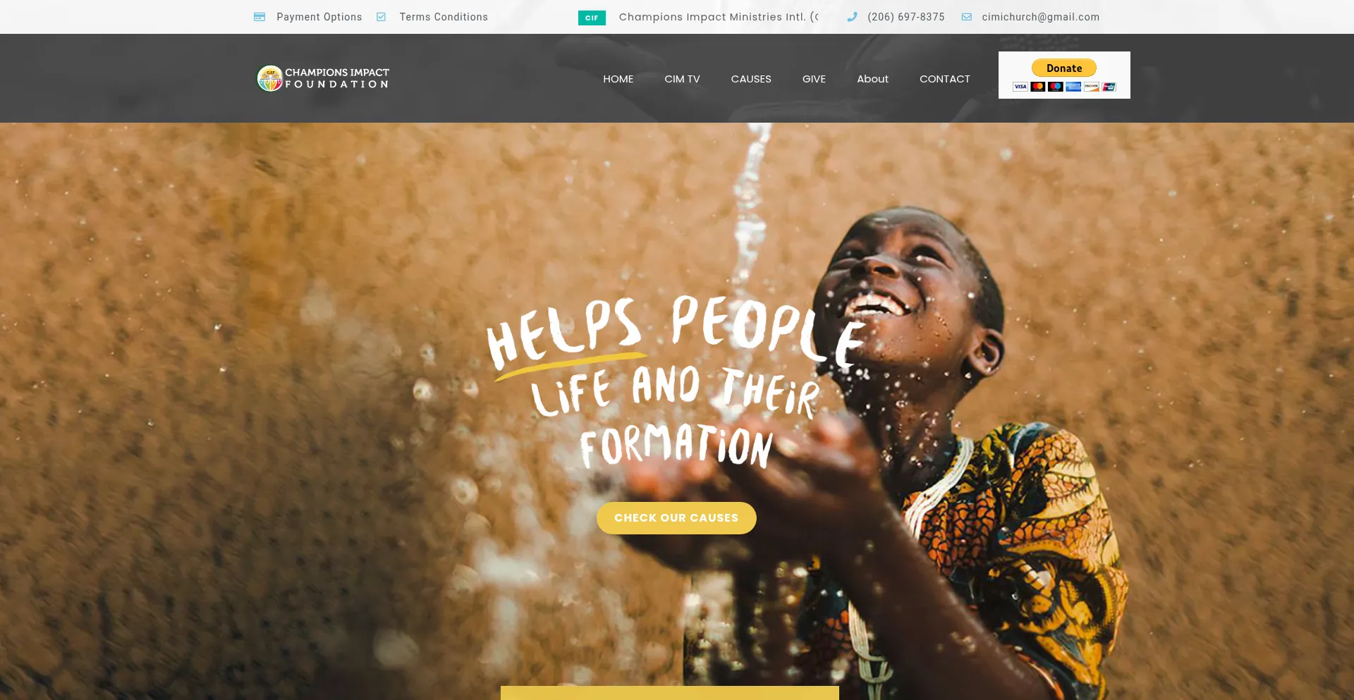 Website screenshot of Championsimpactfoundation.org