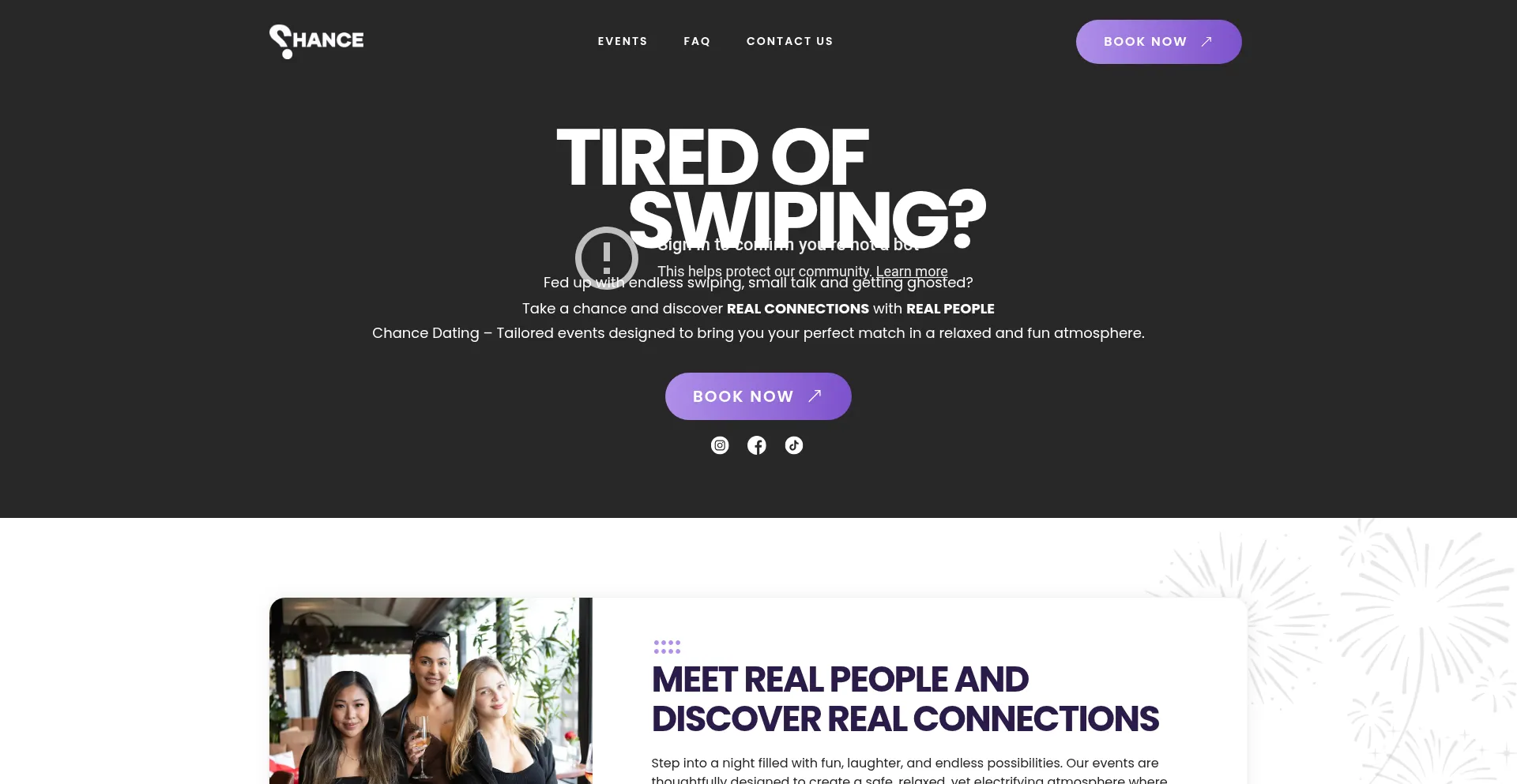 Website screenshot of Chancedating.com