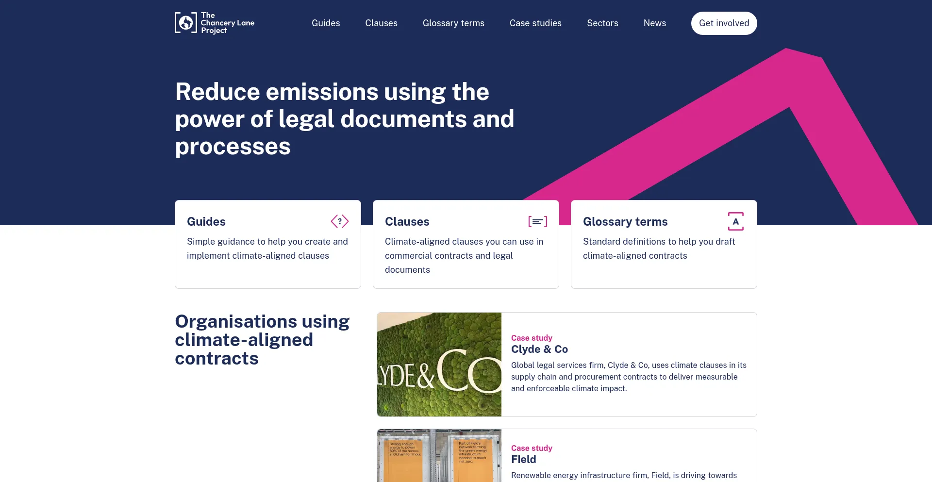 Website screenshot of Chancerylaneproject.org