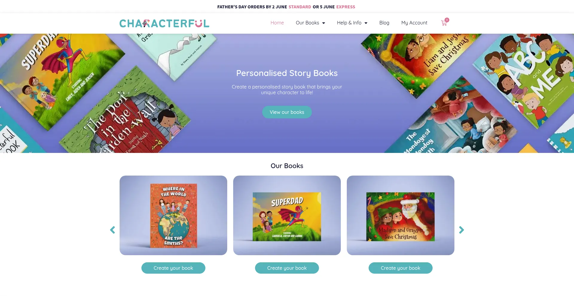 Website screenshot of Characterful.co.za