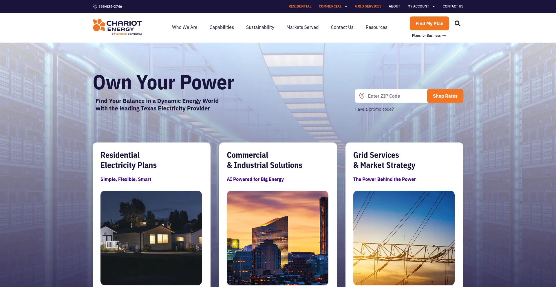 Website screenshot of Chariotenergy.com