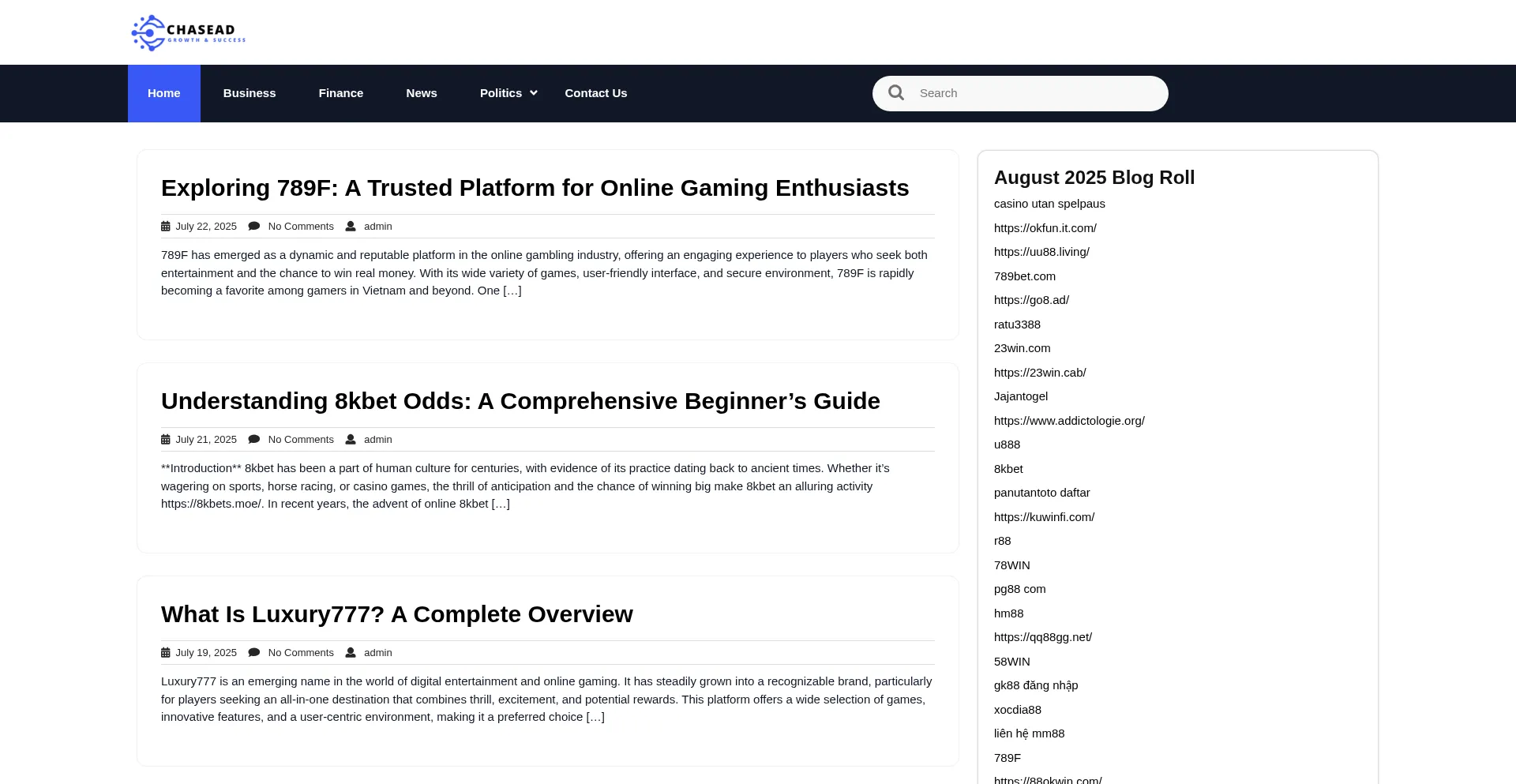 Website screenshot of Chasead.com