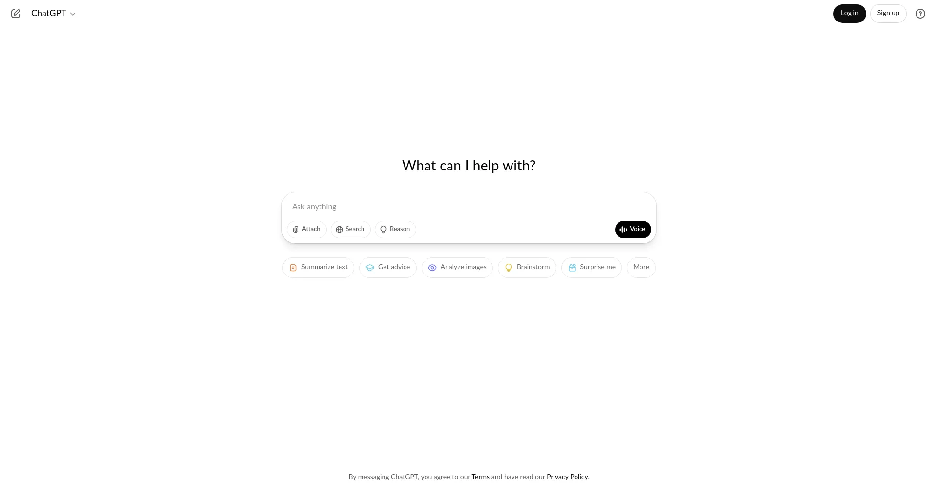 Website screenshot of Chat.openai.com