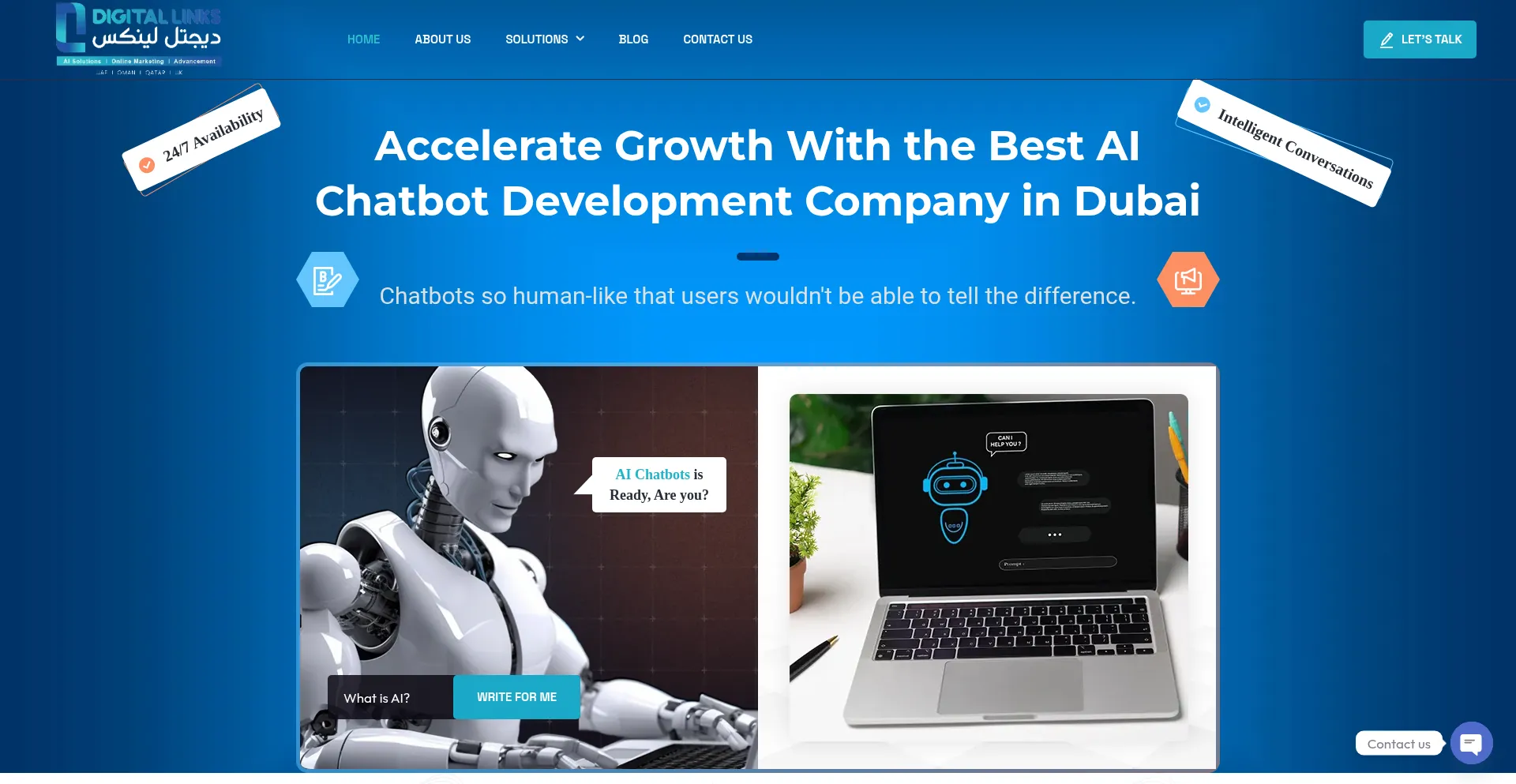 Website screenshot of Chatbotai.ae