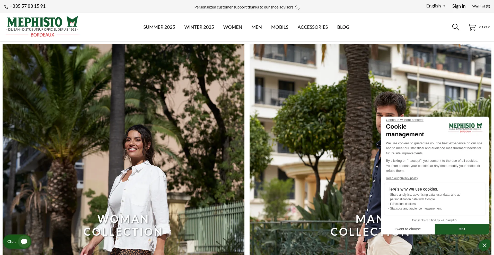 Website screenshot of Chaussuremephisto.fr
