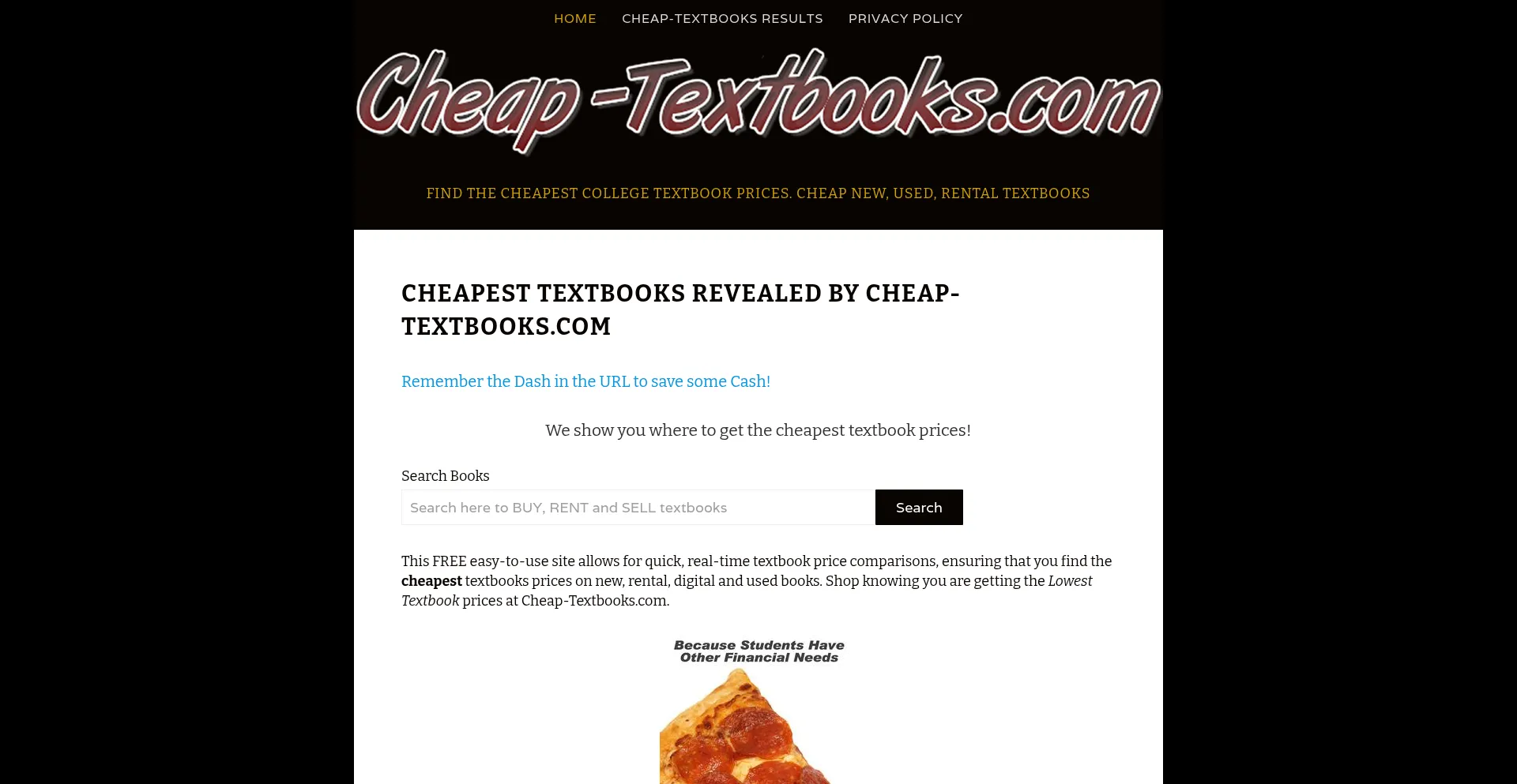 Website screenshot of Cheap-textbooks.com