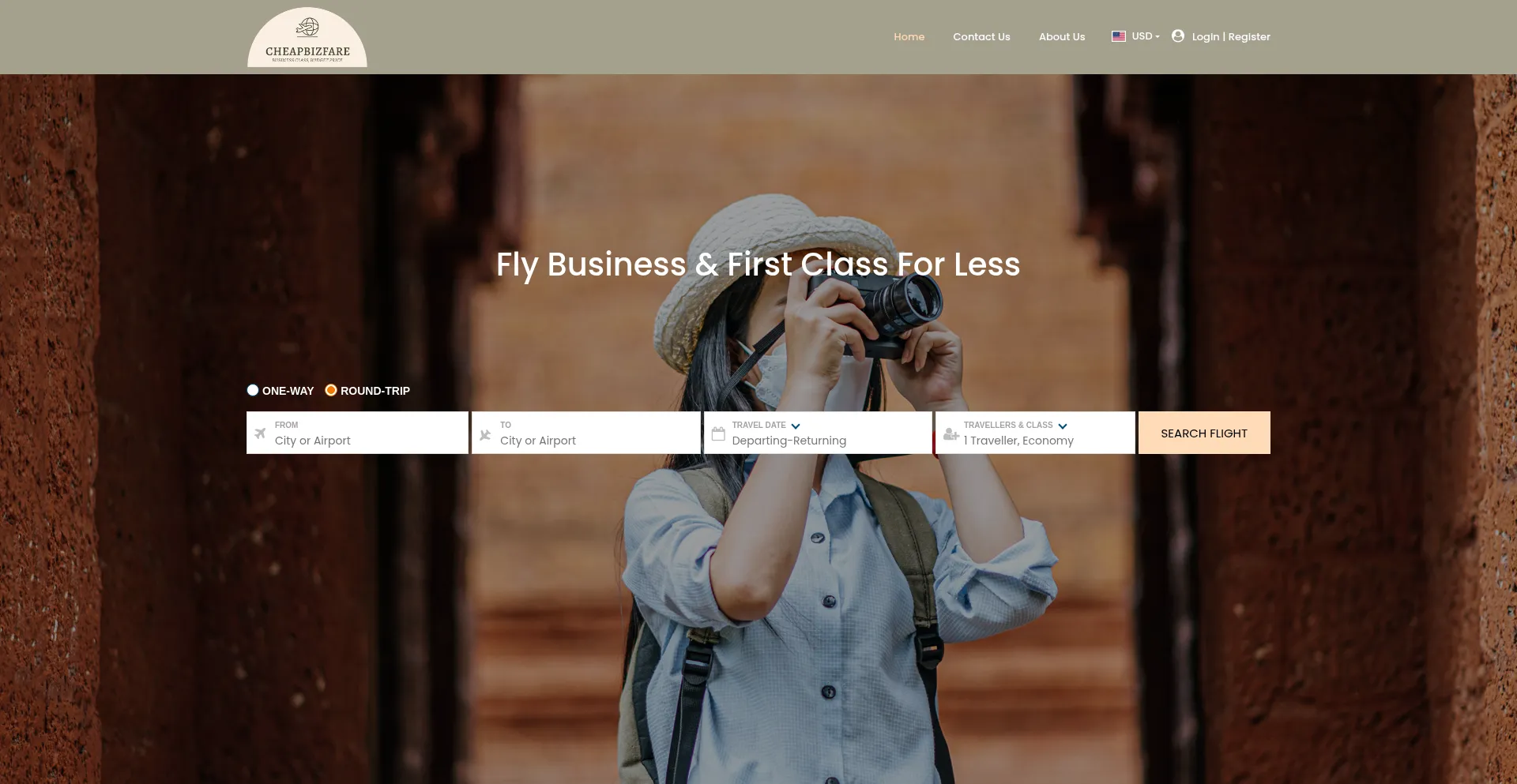 Website screenshot of Cheapbizfare.com