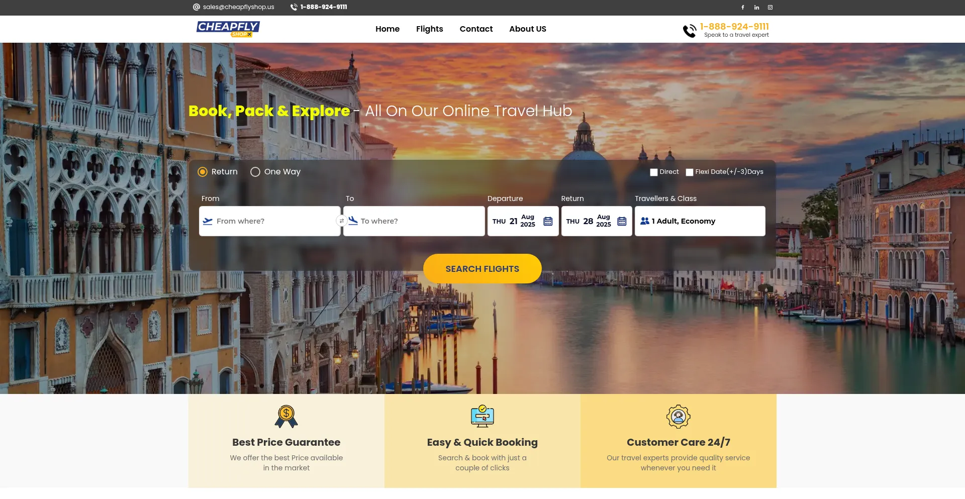 Website screenshot of Cheapflyshop.us