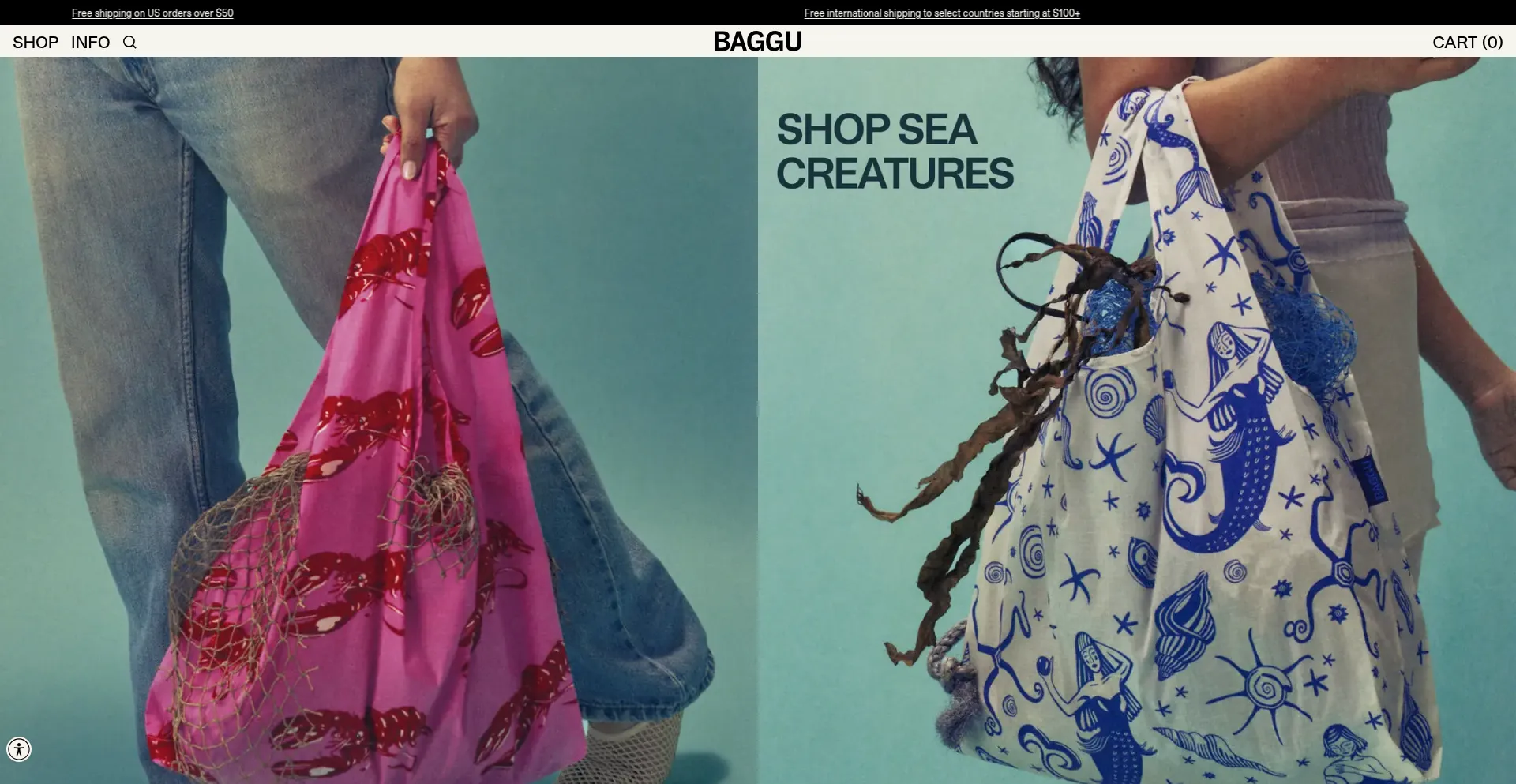 Website screenshot of Checkout.baggu.com
