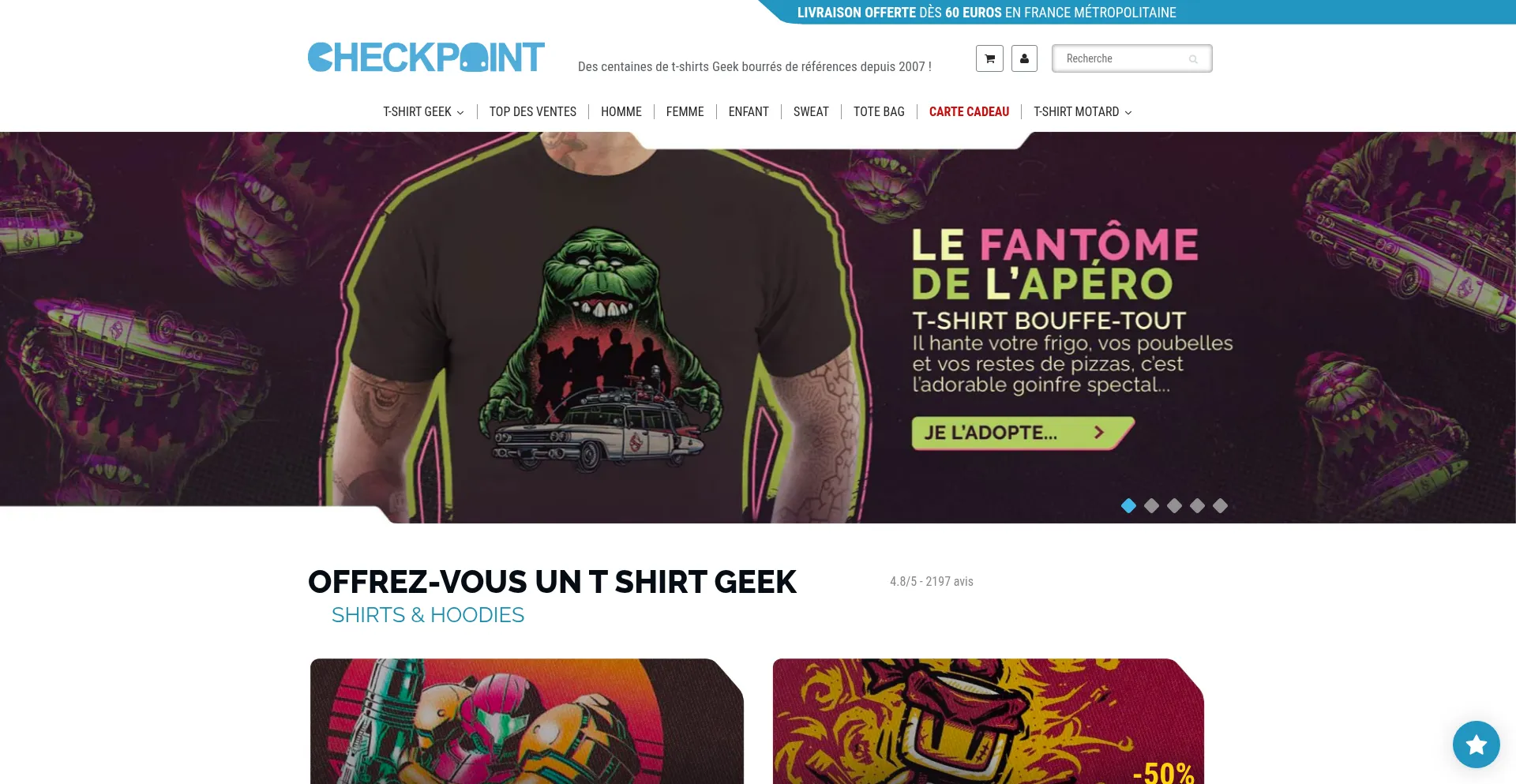 Website screenshot of Checkpoint-tshirt.com
