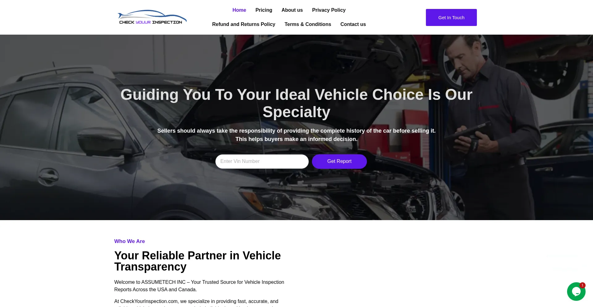 Website screenshot of Checkyourinspection.com