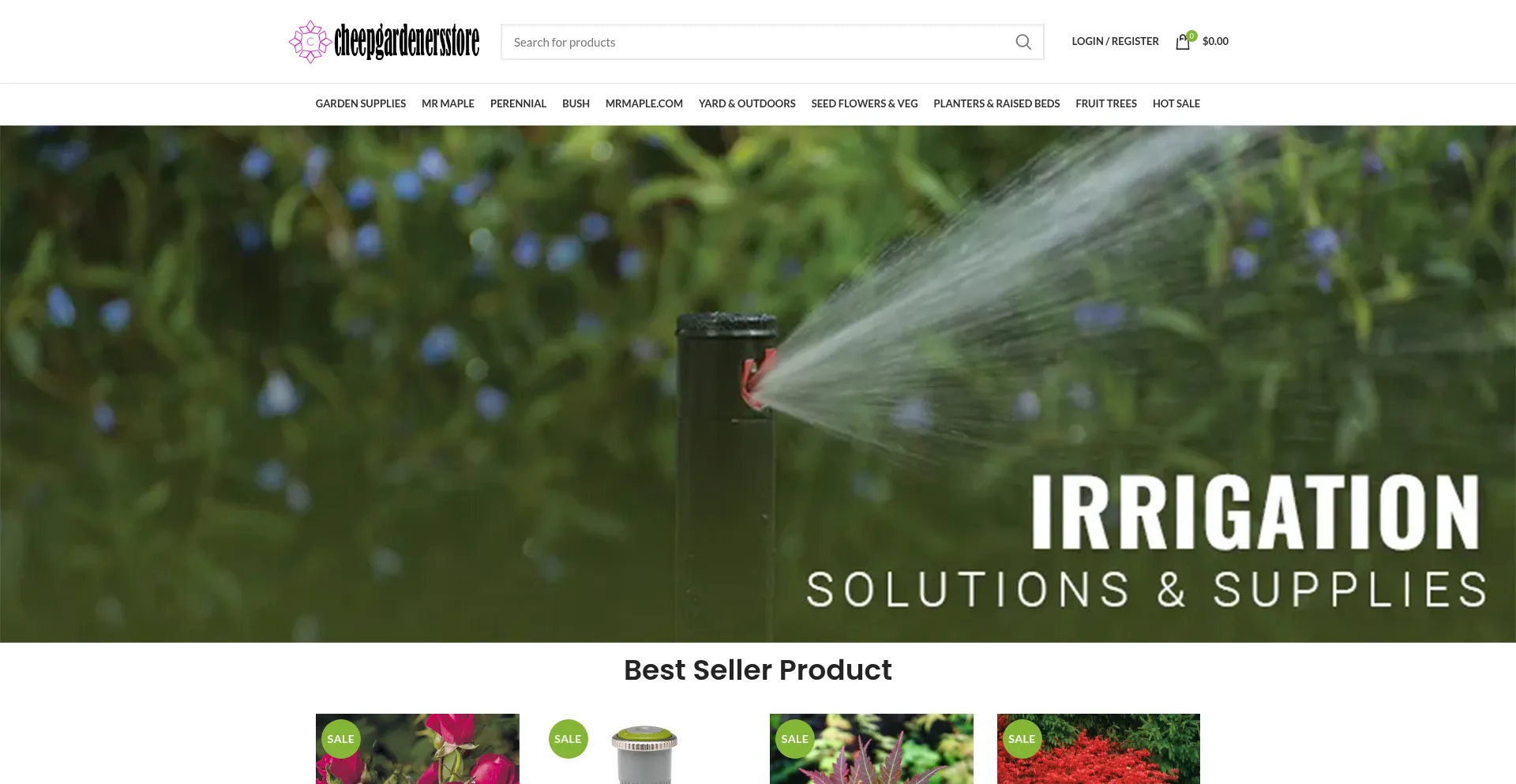 Website screenshot of Cheepgardenersstore.com