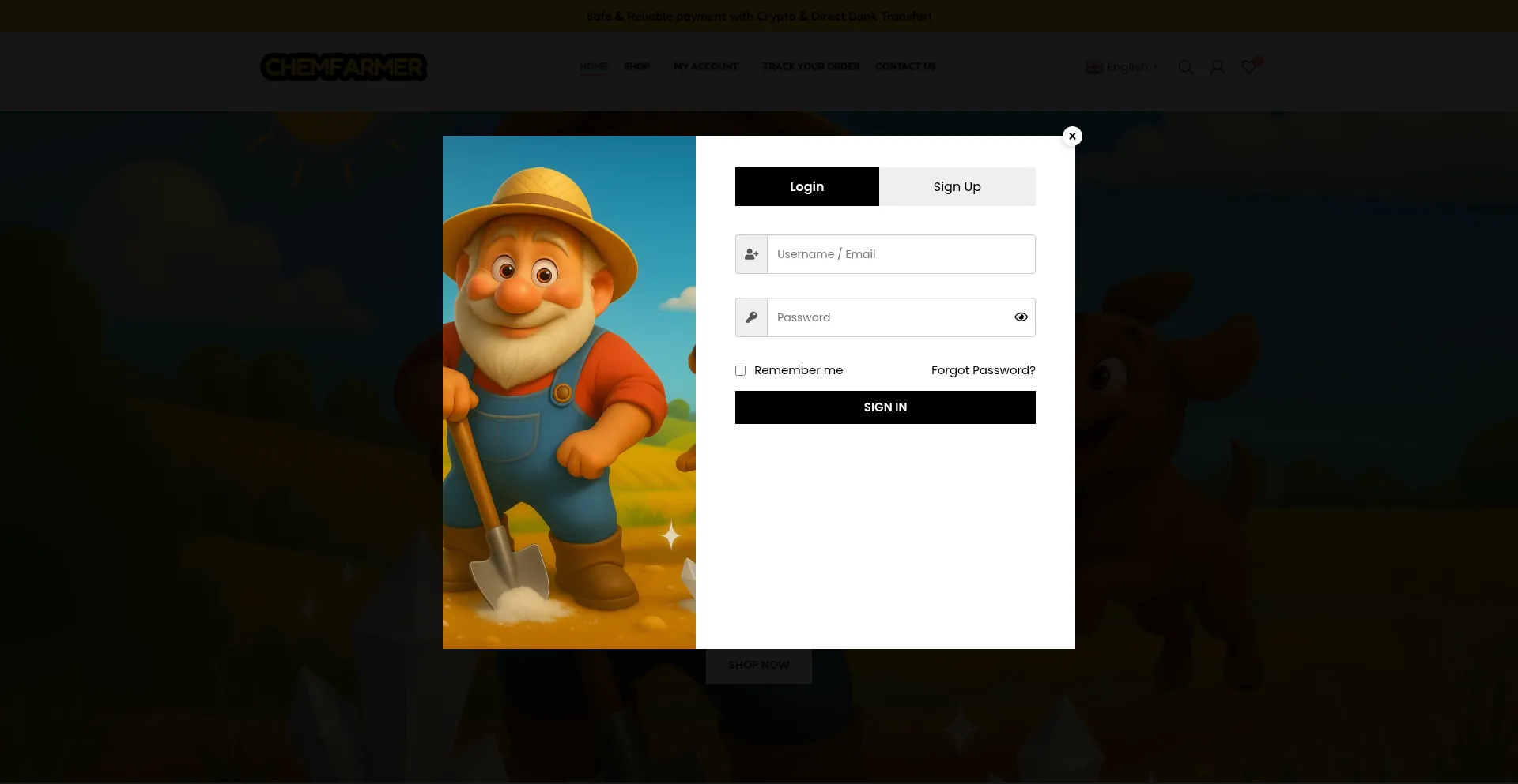 Website screenshot of Chemfarmers.com