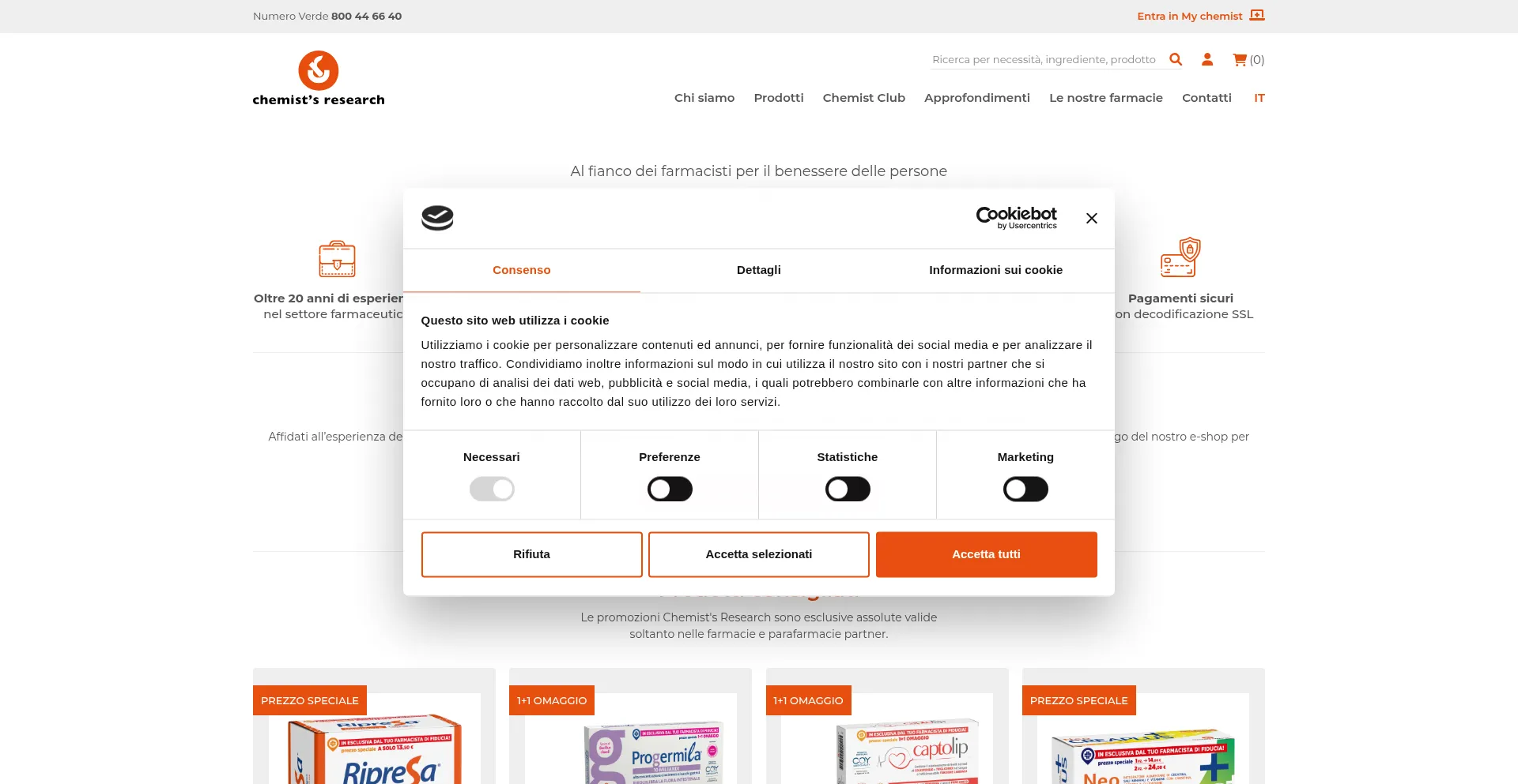 Website screenshot of Chemistresearch.it