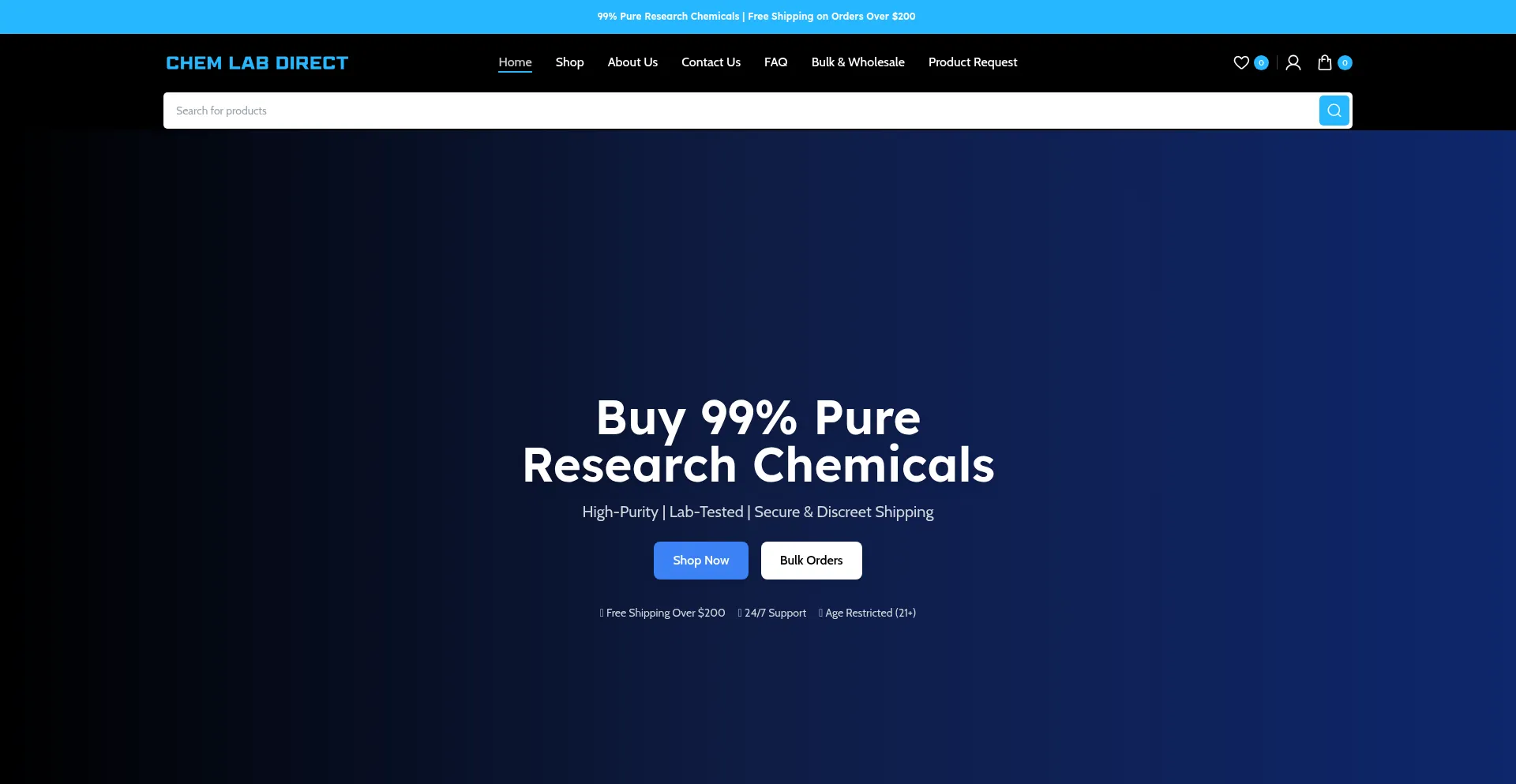 Website screenshot of Chemlabdirect.com