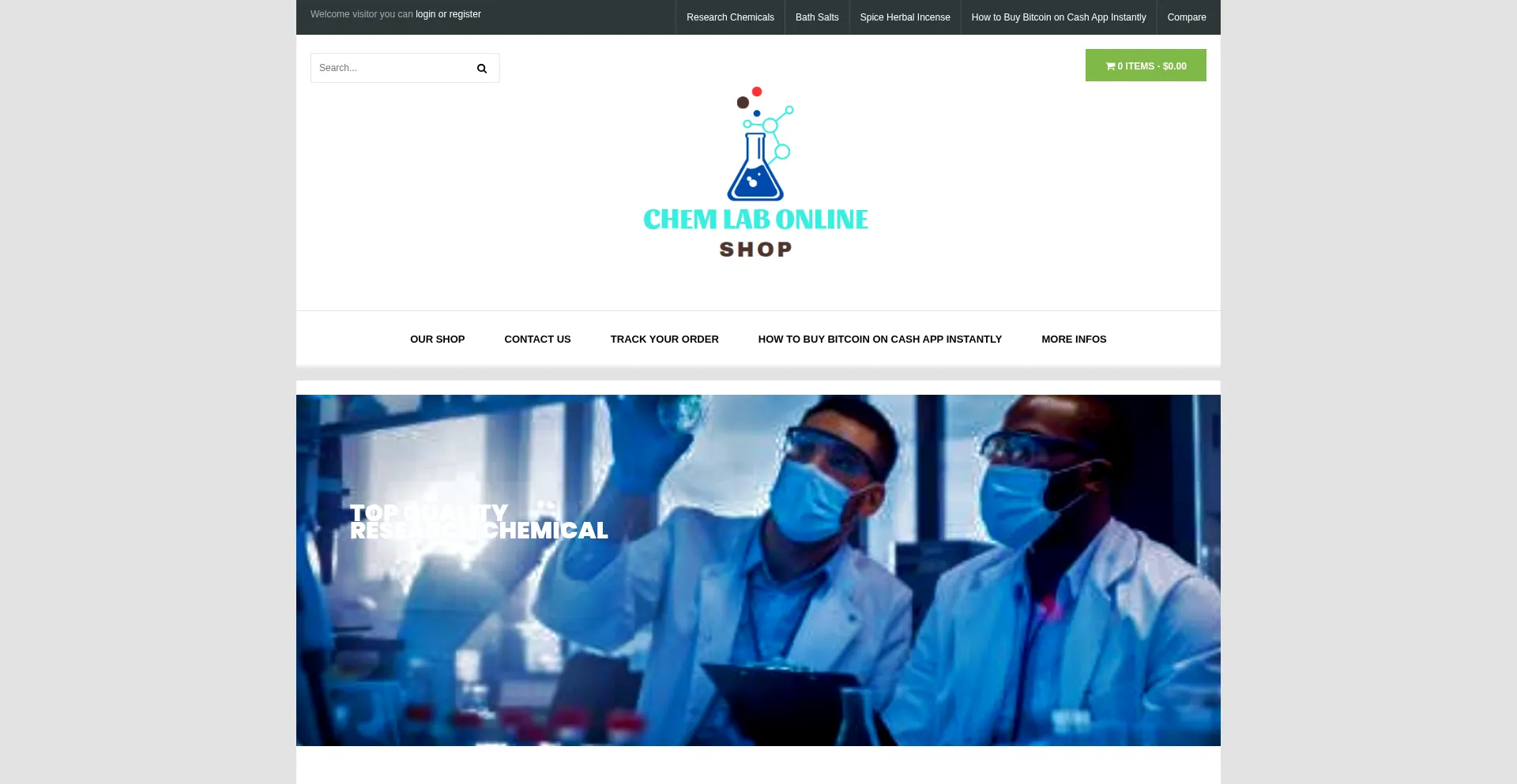 Website screenshot of Chemlabshoponline.com