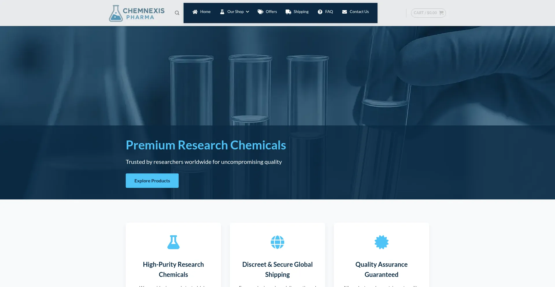 Website screenshot of Chemnexispharma.com