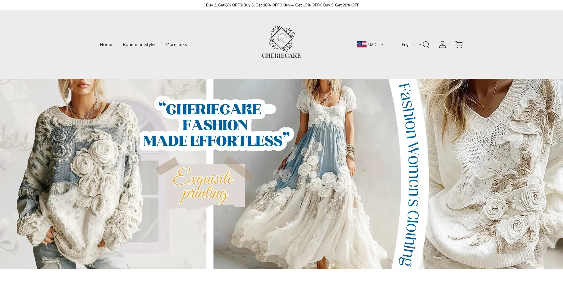 Website screenshot of Cheriecake.com