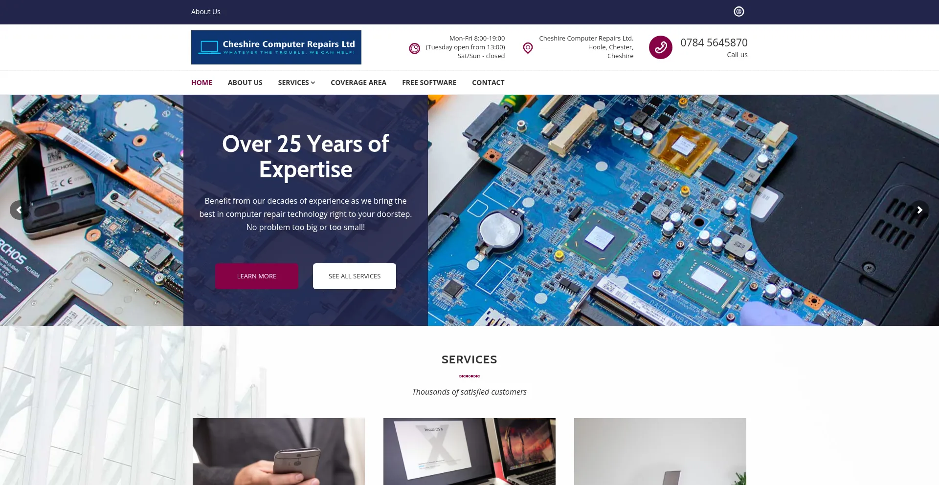 Website screenshot of Cheshirecomputerrepairs.co.uk
