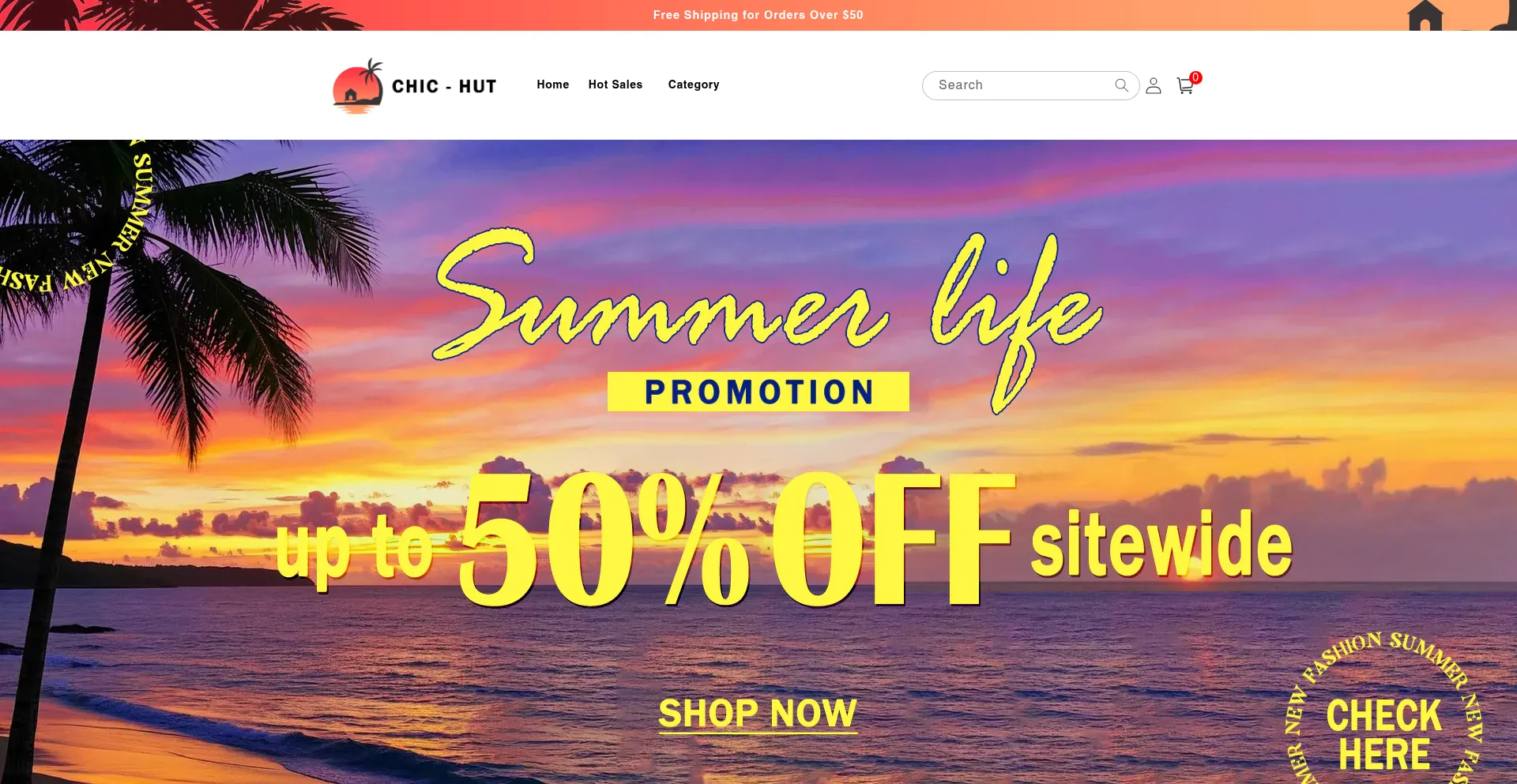 Website screenshot of Chic-hut.com