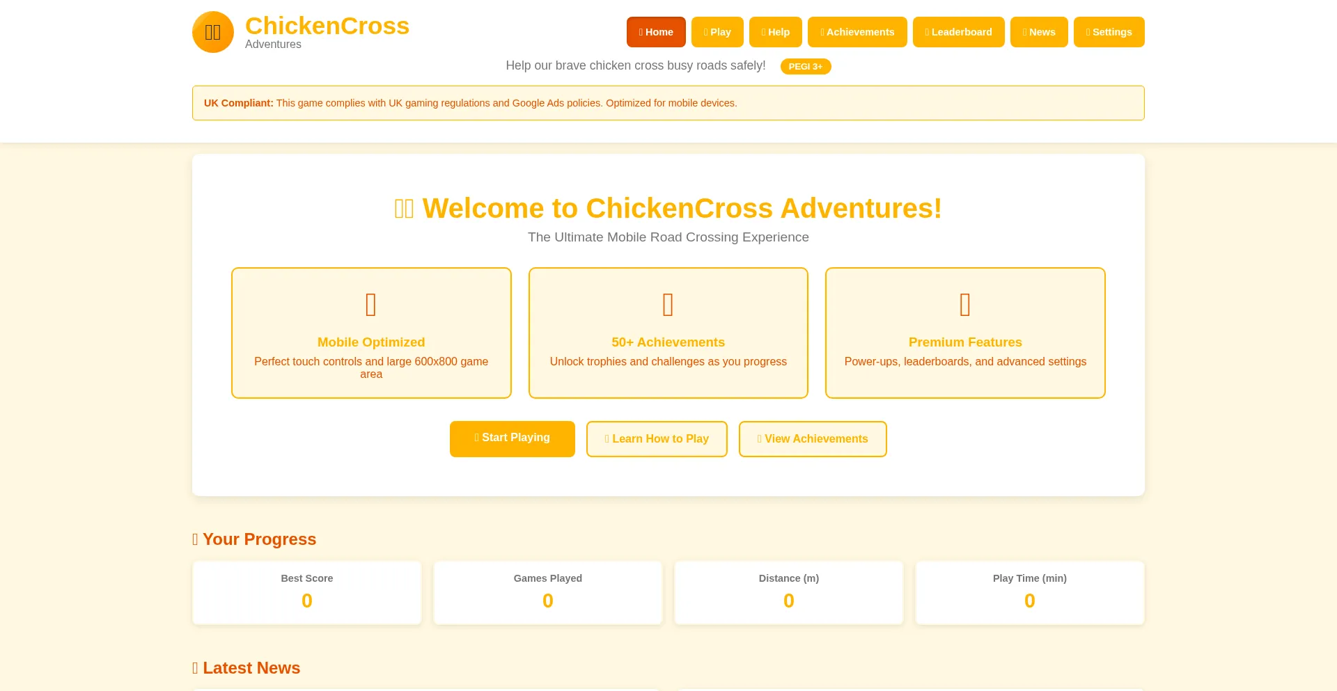Website screenshot of Chickencrossadventures.co.uk