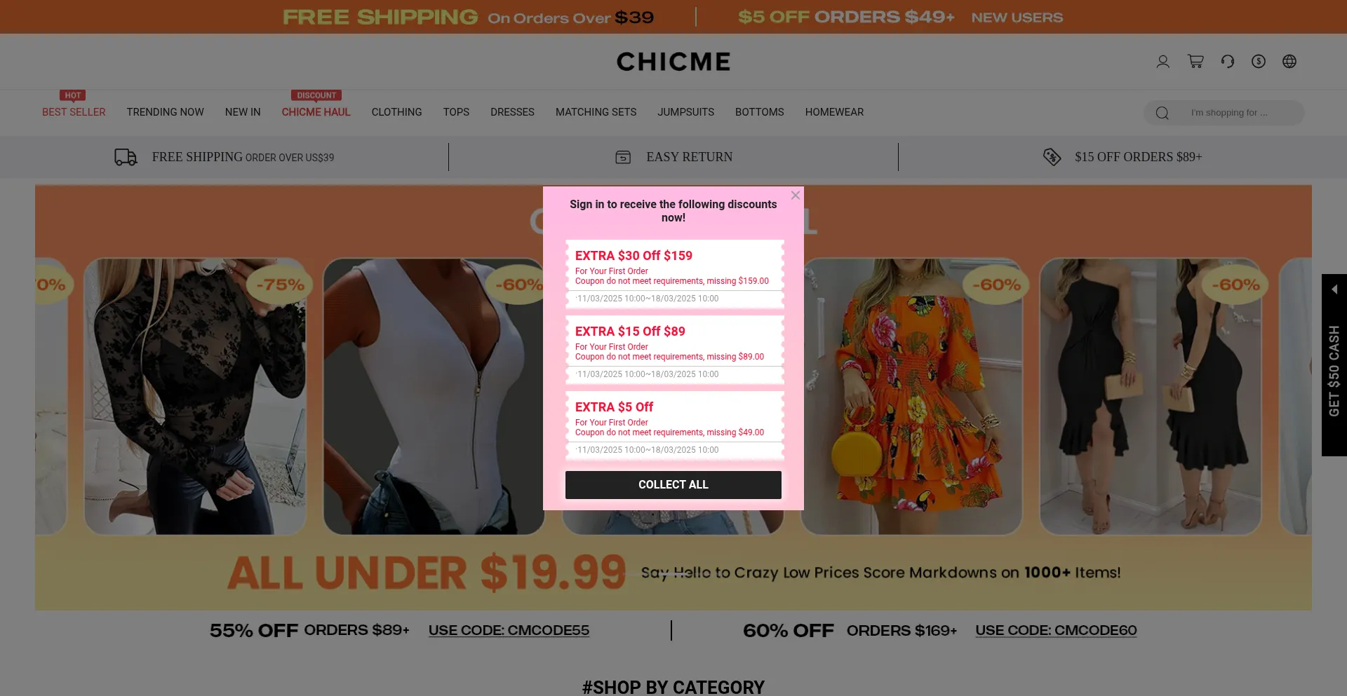 Website screenshot of Chicme.com