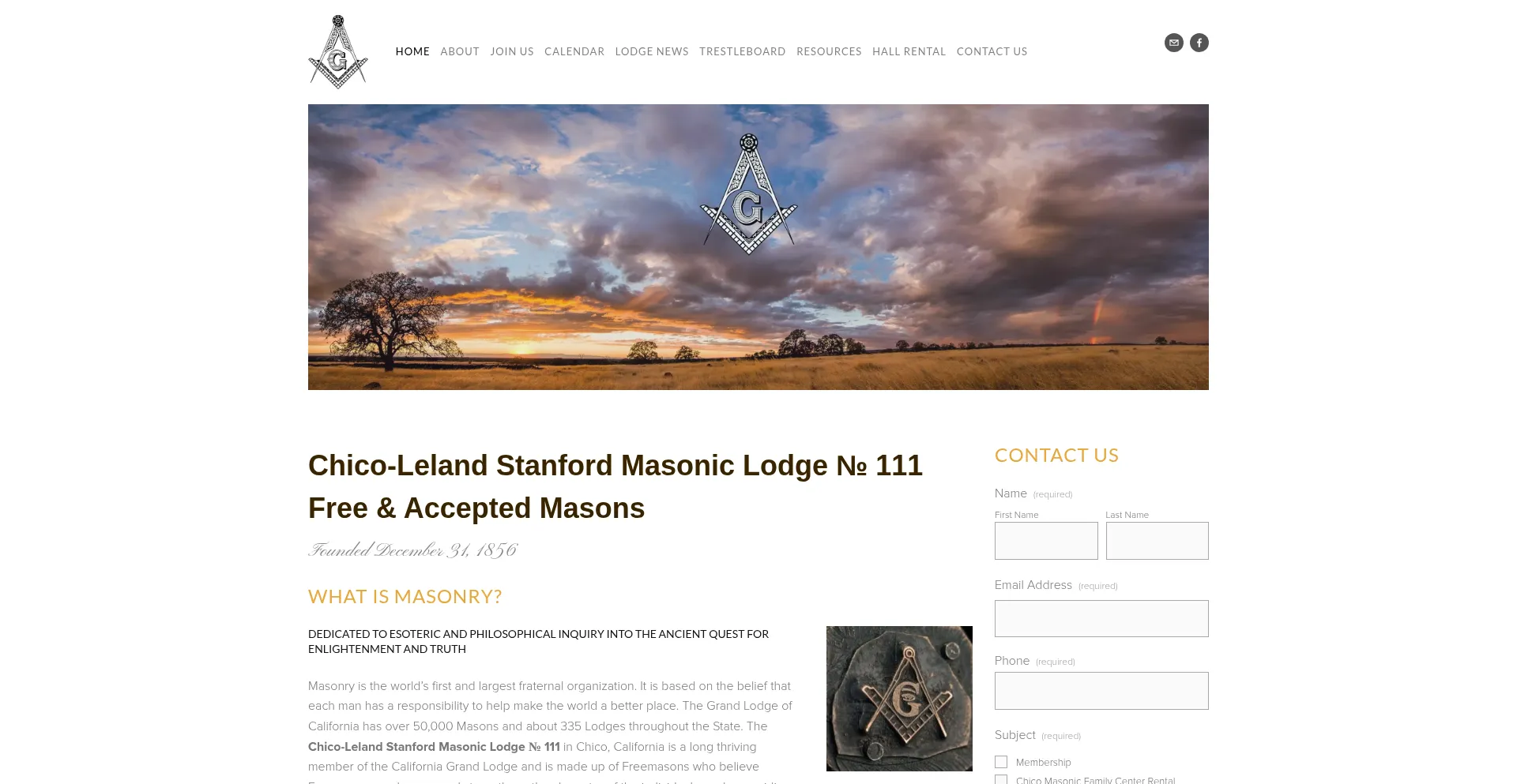 Website screenshot of Chicofreemasons.org