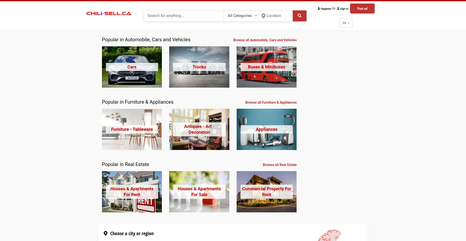 Website screenshot of Chillsell.ca