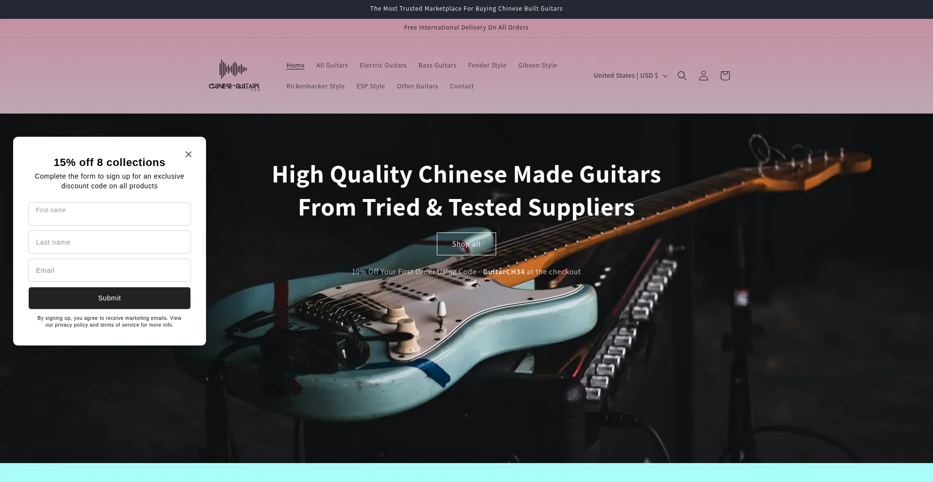Website screenshot of Chinese-guitars.com