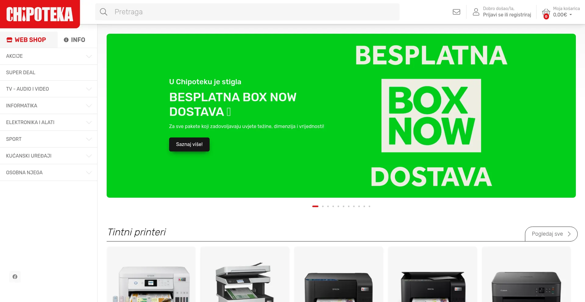 Website screenshot of Chipoteka.hr
