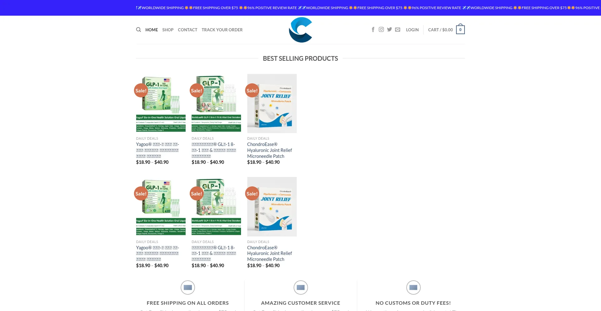 Website screenshot of Chondroease.com