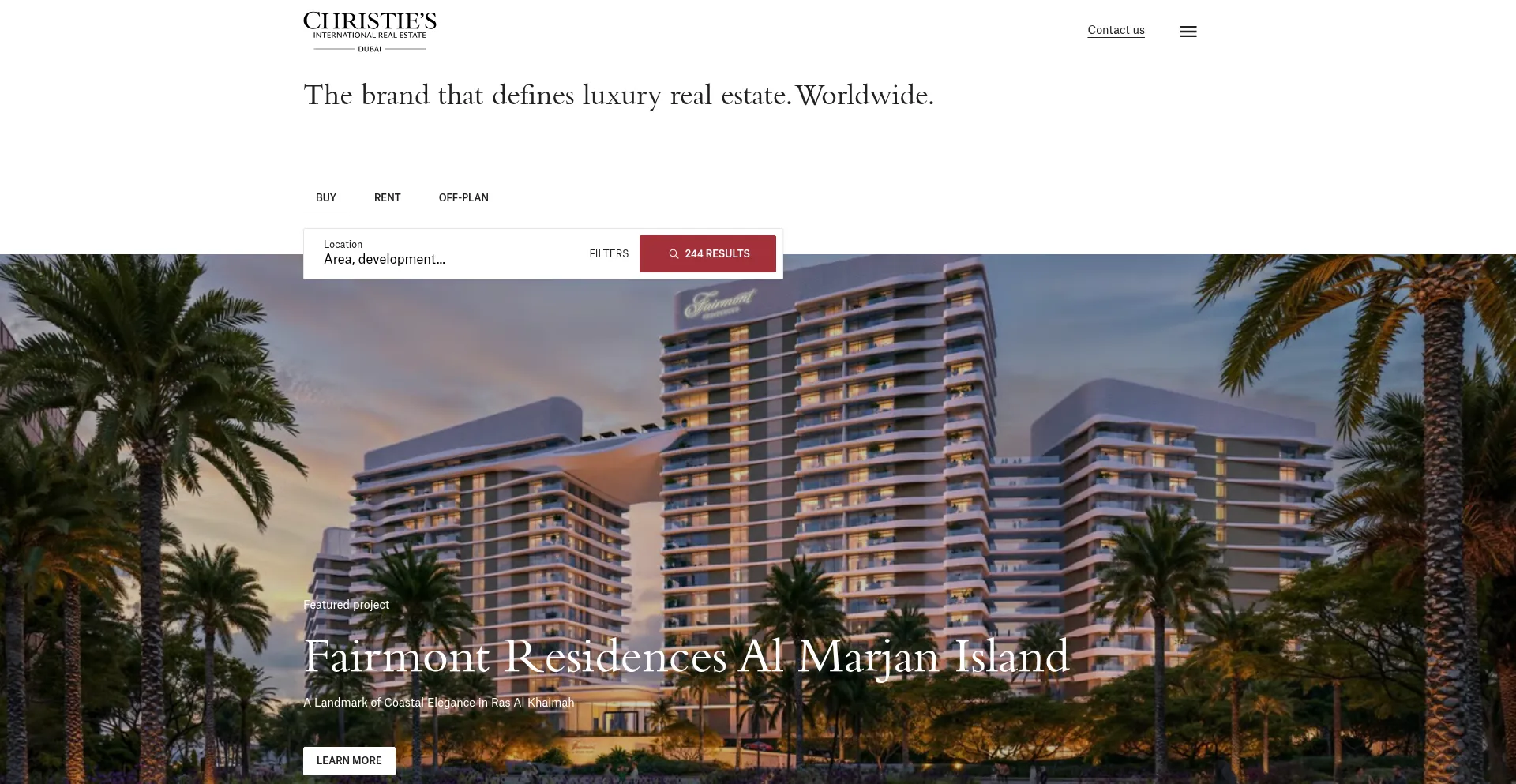 Website screenshot of Christiesrealestatedubai.com