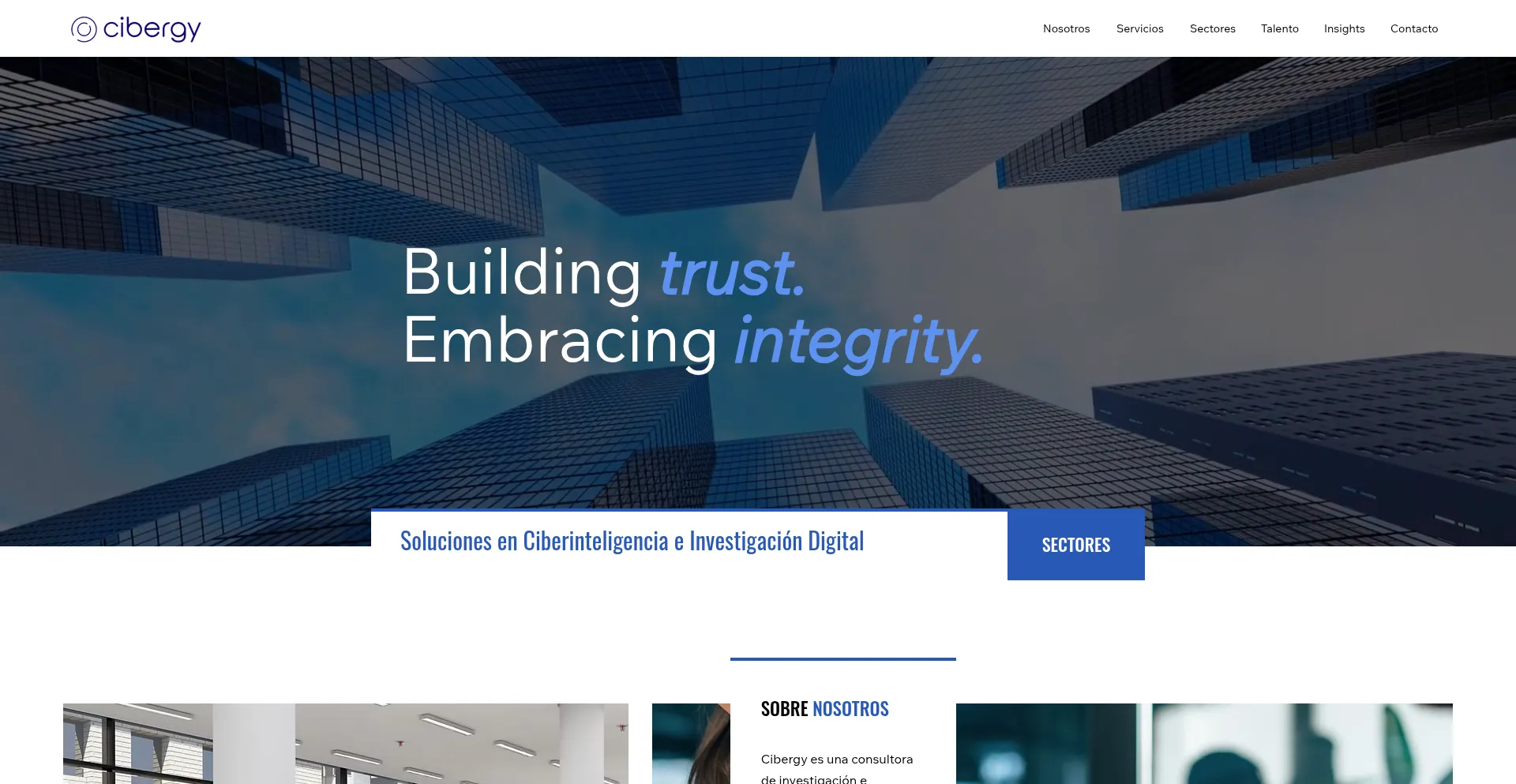 Website screenshot of Cibergy.com