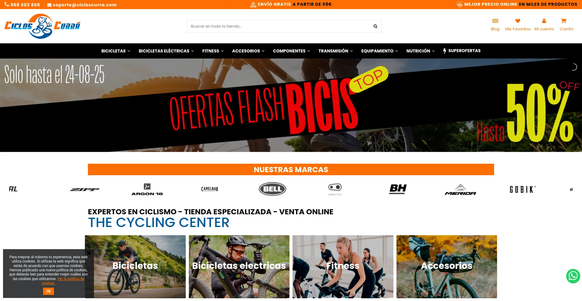 Website screenshot of Cicloscurra.com