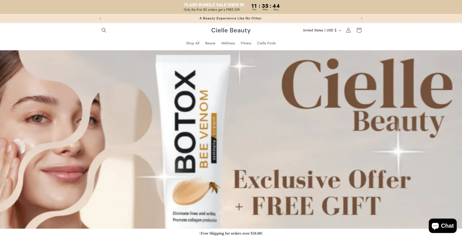 Website screenshot of Ciellebeauty.com