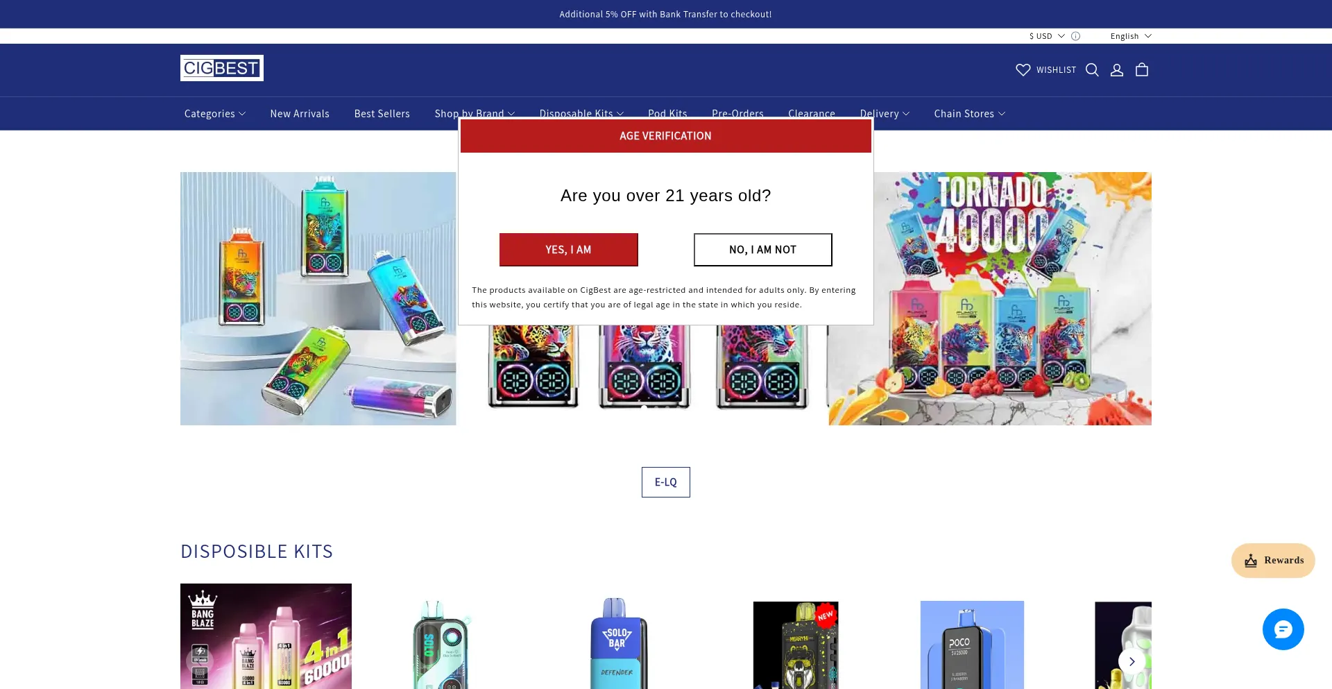Website screenshot of Cigbest.com
